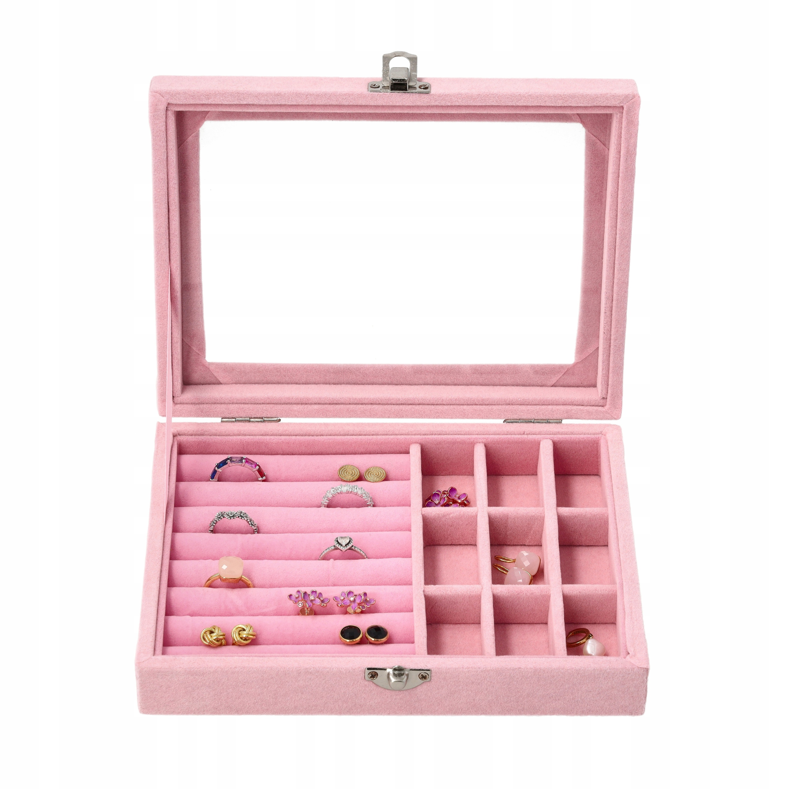 SZKATUŁKA ETUI PUDEŁKO ORGANIZER NA BIŻUTERIĘ PIERŚCIONKI KOLCZYKI RÓŻ B7 Marka Korbi