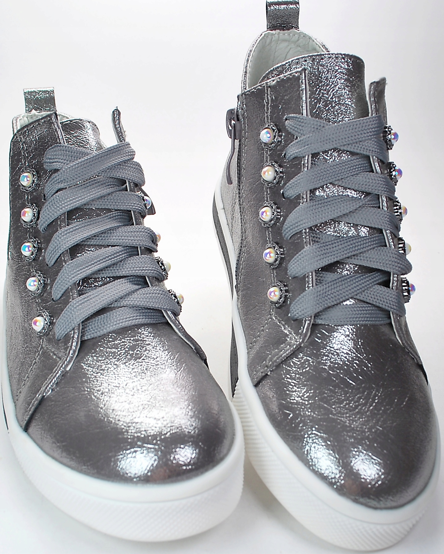 SREBRNE, BOTKI, SNEAKERSY wkł skóra, na suwak r 29 Marka Inna marka