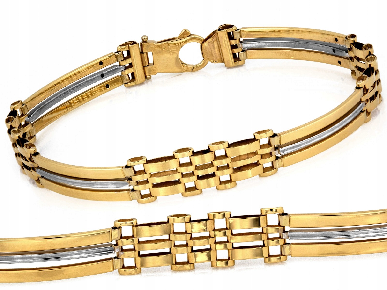 Pánský zlatý náramek 585, dvoubarevný, 12.15 g, velikost 21, dárek