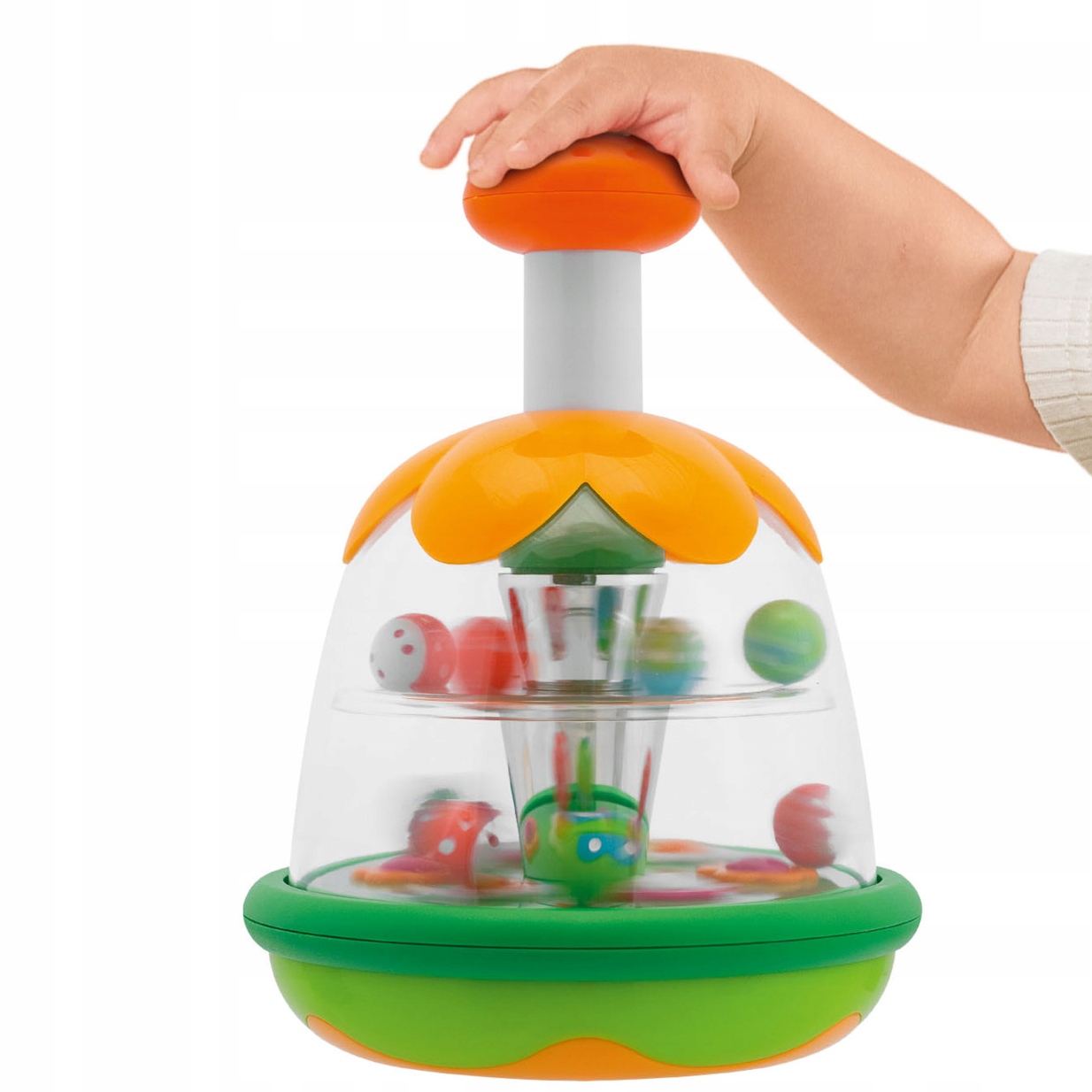 KOLOROWY TRADYCYJNY MECHANICZNY BĄCZEK WCISKANY WIRUJĄCE KULECZKI CHICCO Kolor wielokolorowy