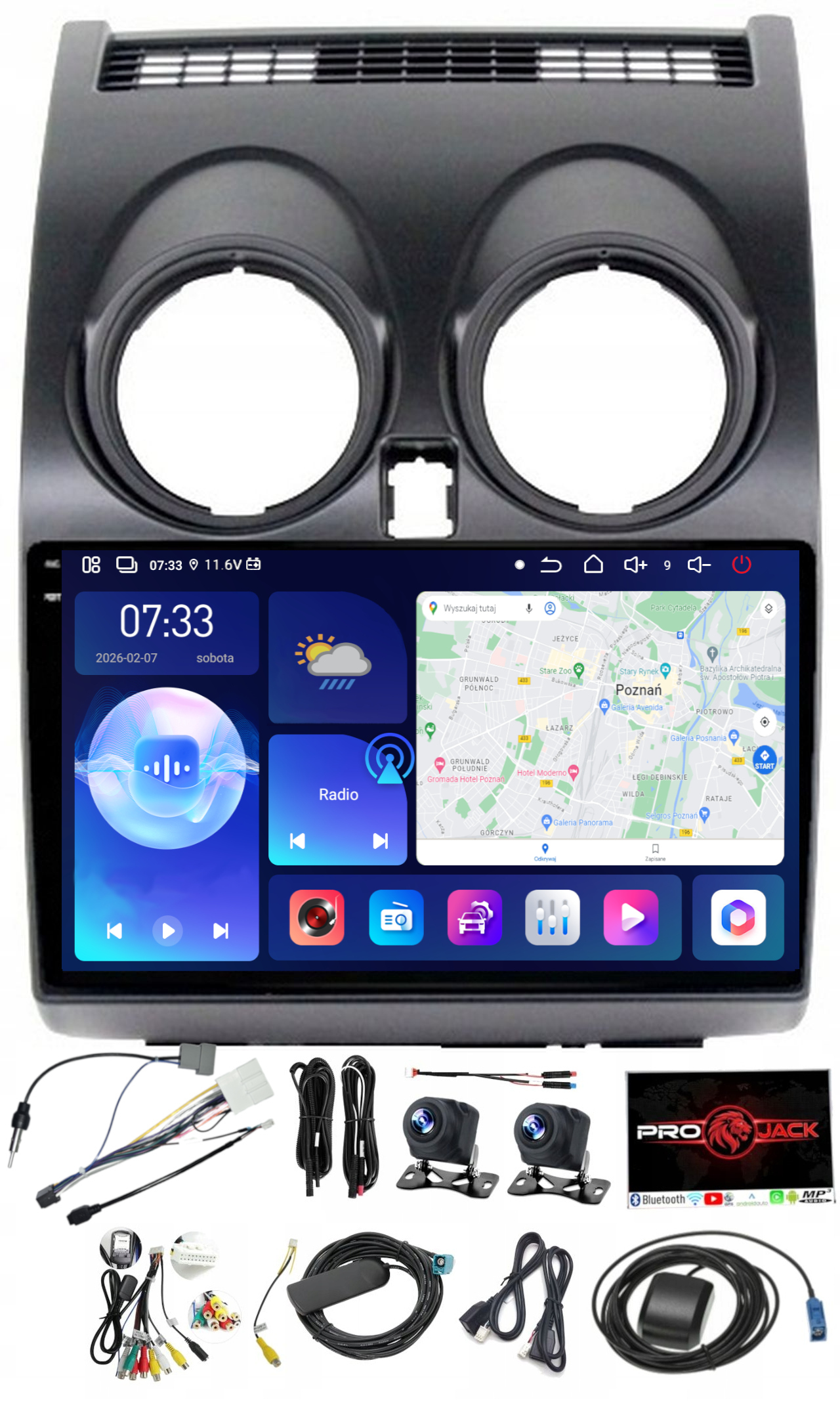 Auto Rádio S Navigáciou Carplay Android Nissan Qashqai 2006-2013 6GB Ram 128GB Rom Sim