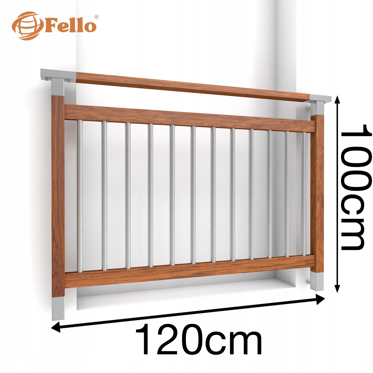 Modern Francúzsky balkón 120 cm Balustrada Drevo