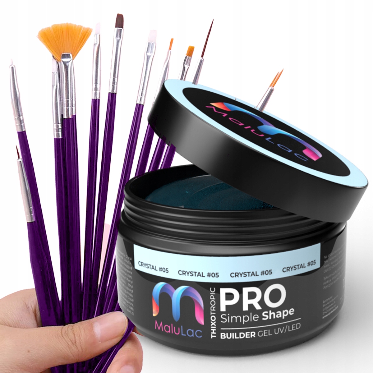 

Zestaw żel gel MaluLac 45g pędzelki do paznokci