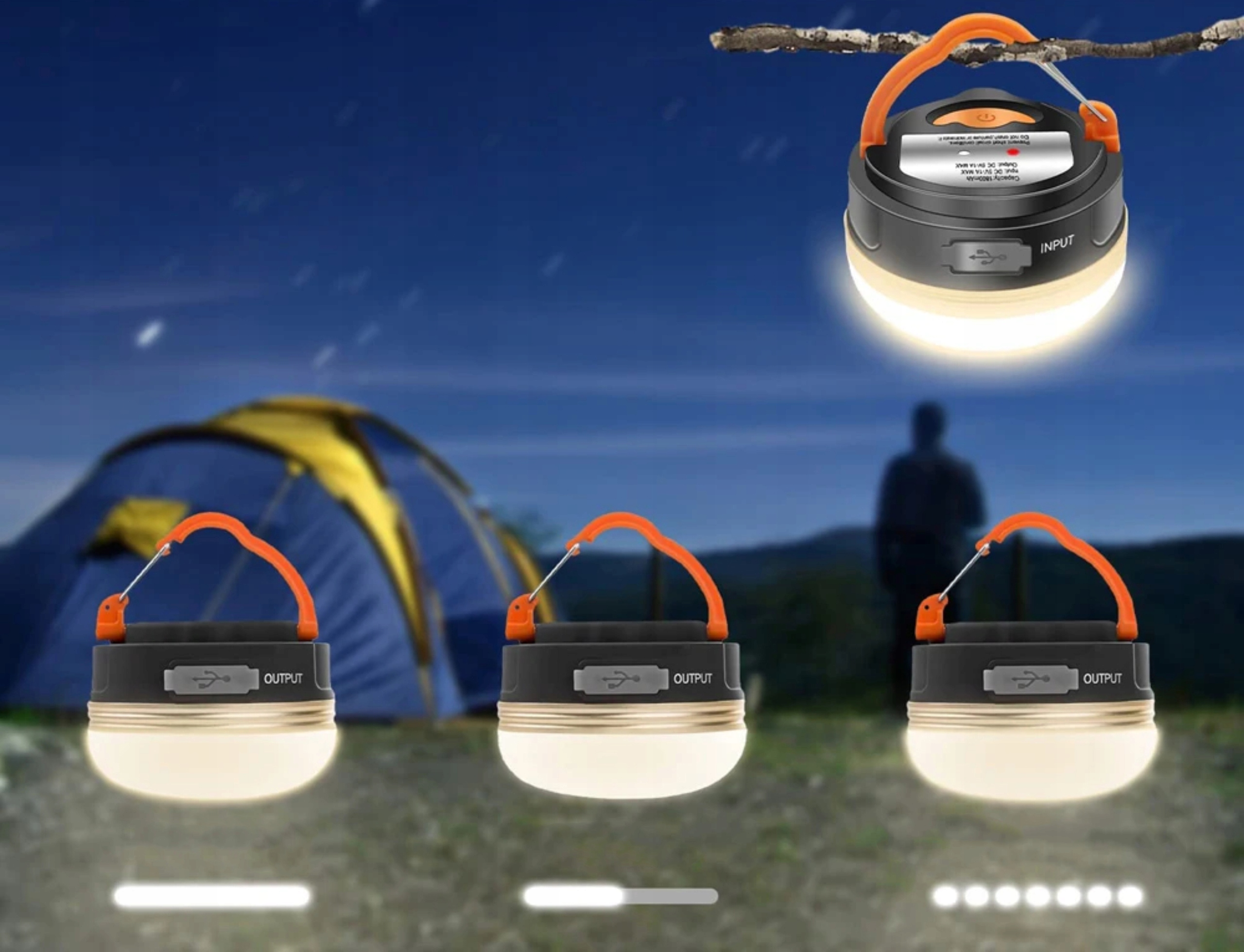 LAMPKA TURYSTYCZNA KEMPINGOWA LED POWERBANK WODOODPORNA MAGNES 1800mAh Rodzaj akumulatorowa