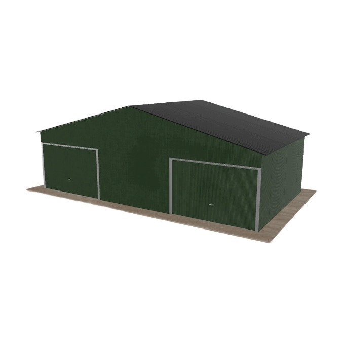 Plechová garáž 9x5 m dvoupolohová, dvoupolohová, zelená