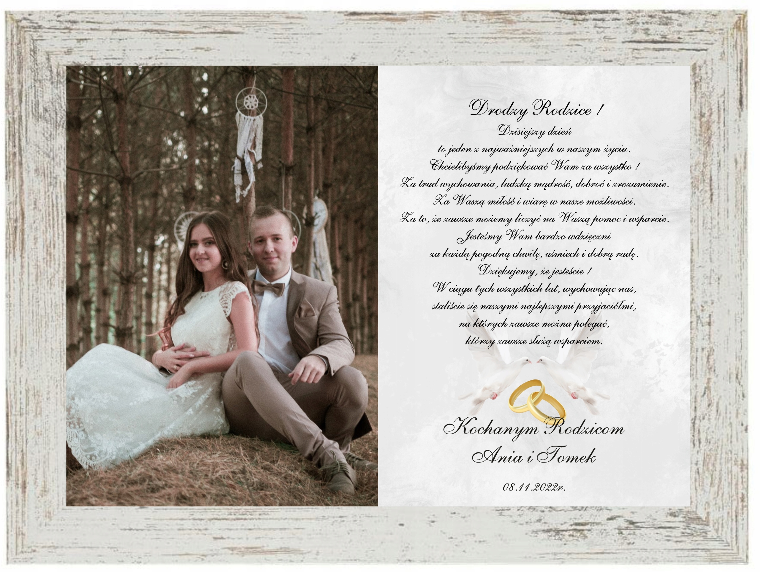 

Podziękowanie na ślub wesele dla Rodziców A4