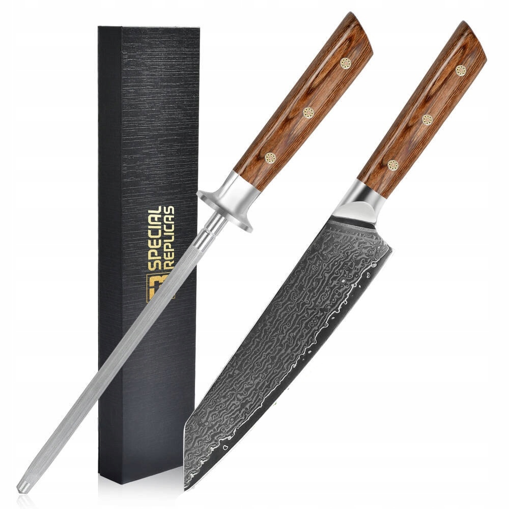 Kuchynský nôž Prof s brúskou z ocele damasc YD201-22