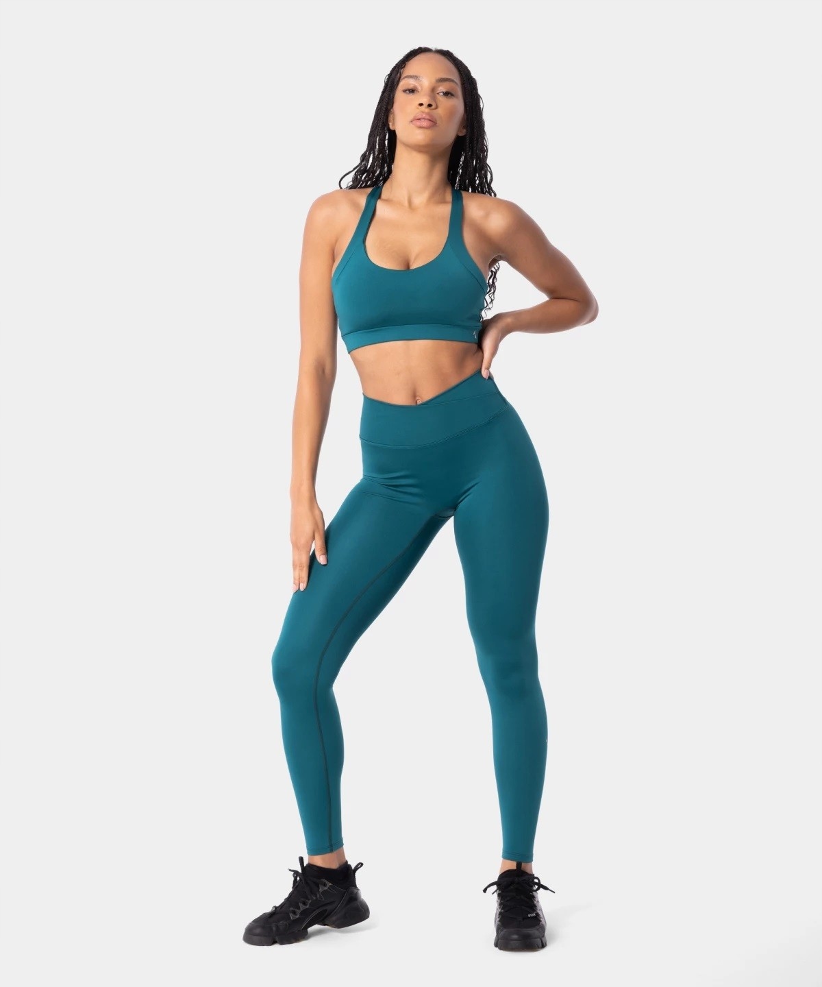 Legginsy damskie Carpatree Mystic z kopertową talią zielone C-myl-zi