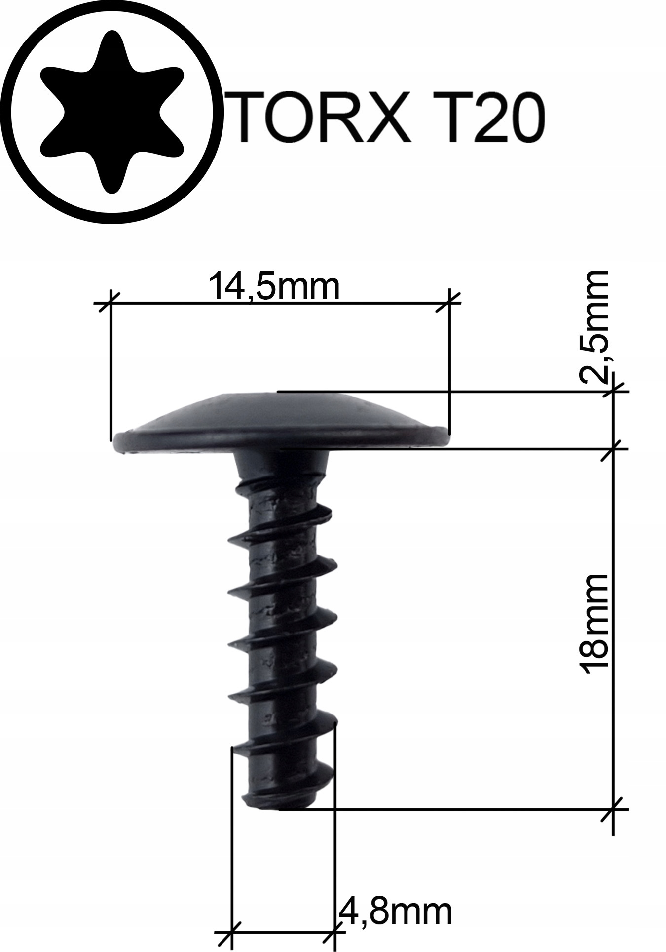 10X WKRĘT M4,8x18MM REFLEKTORÓW ZDERZAKÓW NADKOLI Producent części KAMEX