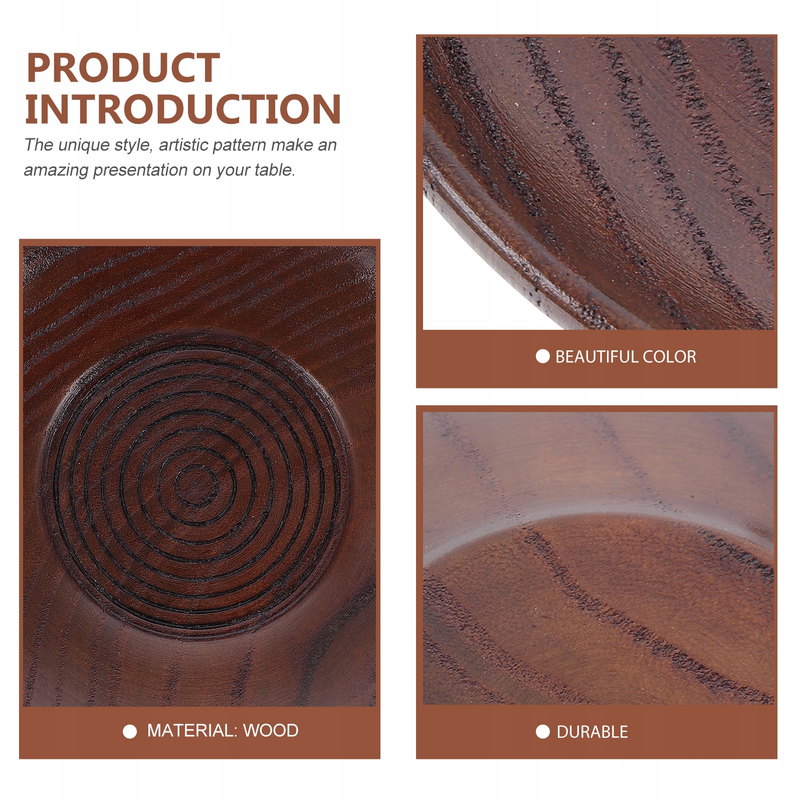 PÓŁMISKI Z SOSEM OKRĄGŁY TALERZ NA PRZEKĄSKI Z DREWNA (BRĄZOWY) Marka bez marki