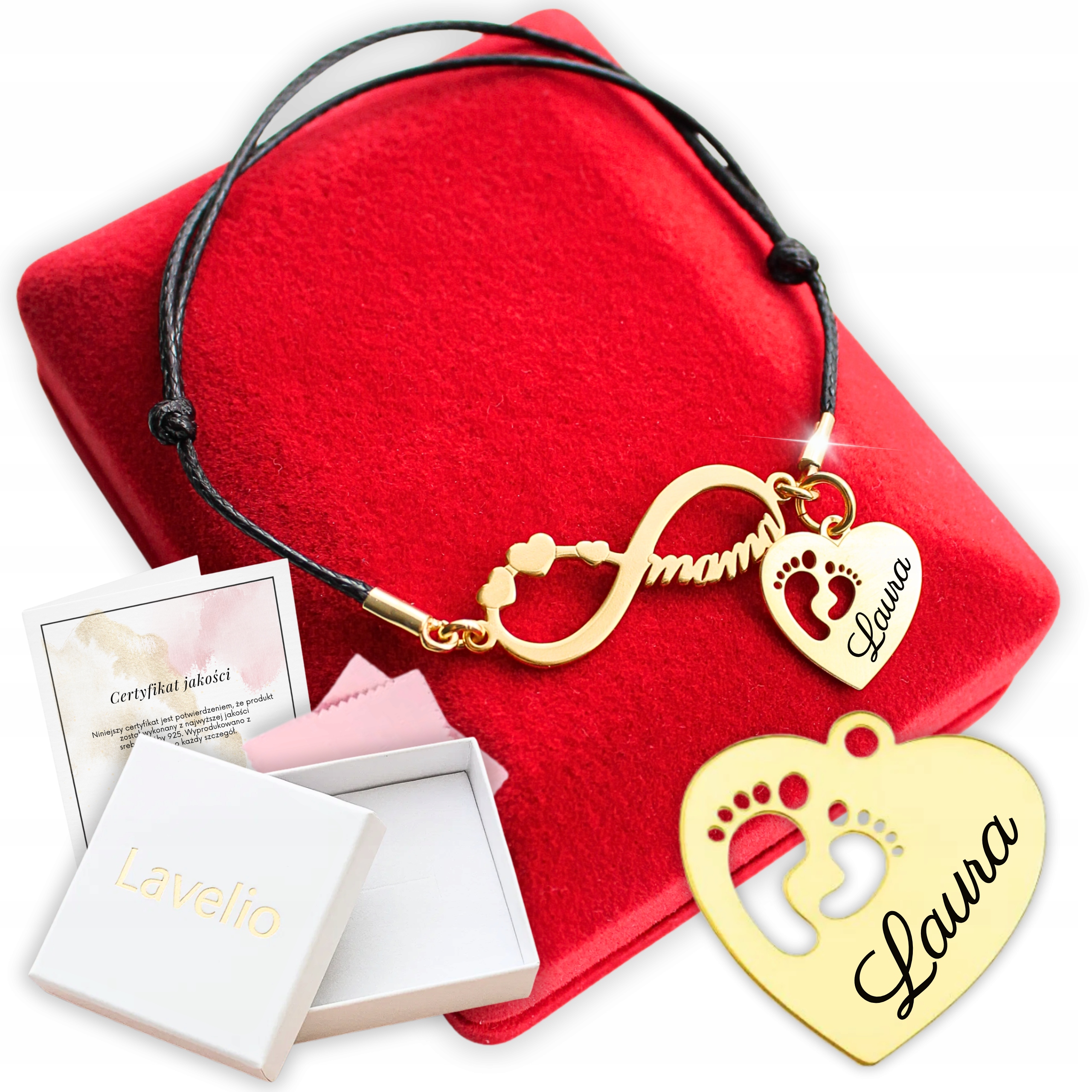 Zlatý náramek na nohy Gravírování pro maminku se jménem dítěte jako Dárek 925