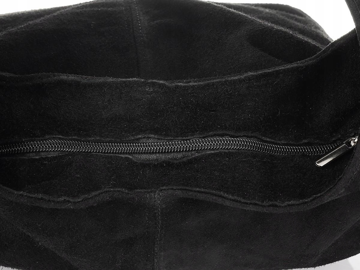 CZARNA ZAMSZOWA TOREBKA WOREK ZAMSZ NATURALNY shopper TORBA ZAMSZOWA A4 Płeć kobieta