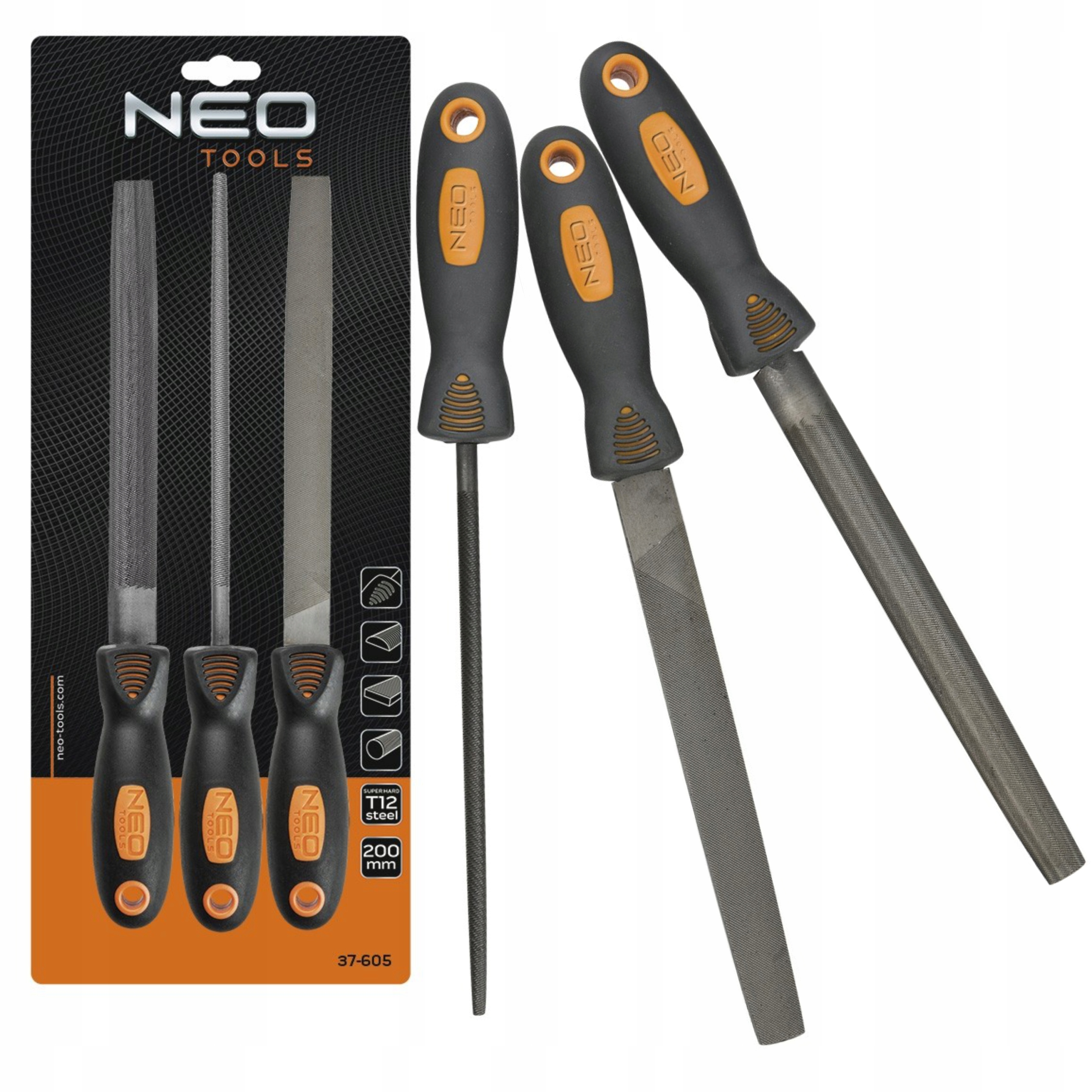 NEO KOMPLET PILNIKÓW DO SZLIFOWANIA METALU PILNIKI ZESTAW 3 SZTUK 37-605