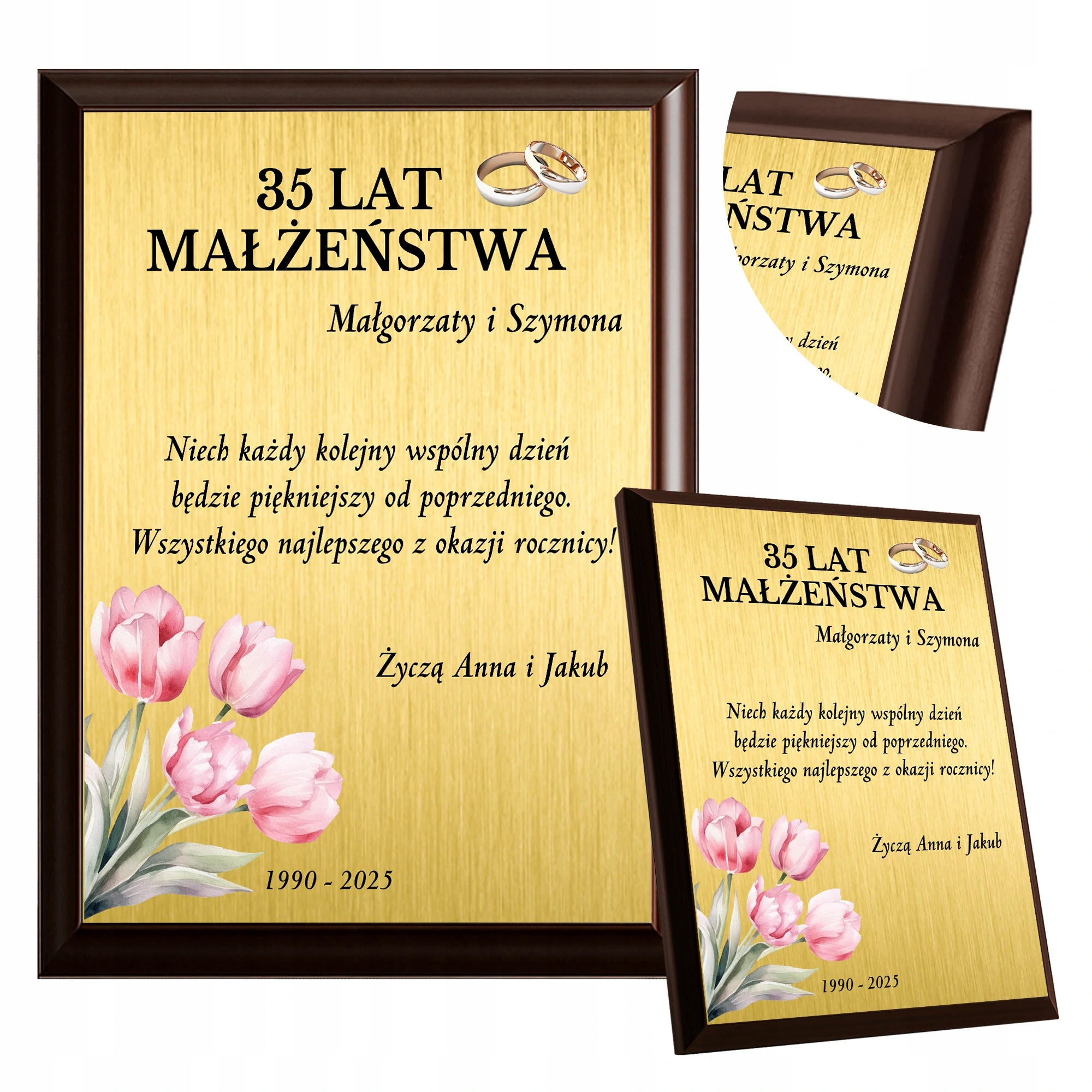 Personalizowany Rocznica Ślubu Jubileusz 35 45 50 60 Upominek Napis