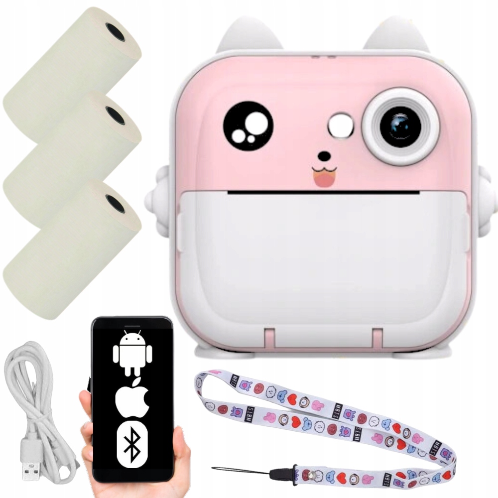 Drukuś 2.0 Mini Drukarka Termiczna Aparat Natychmiastowy 3w1 3 Rolki