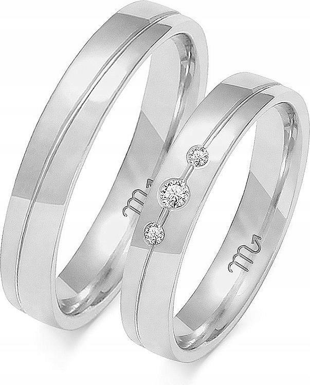 Prsteny z bílého zlata na svatební hostina 585 23 24 25, elegantní model s gravírováním