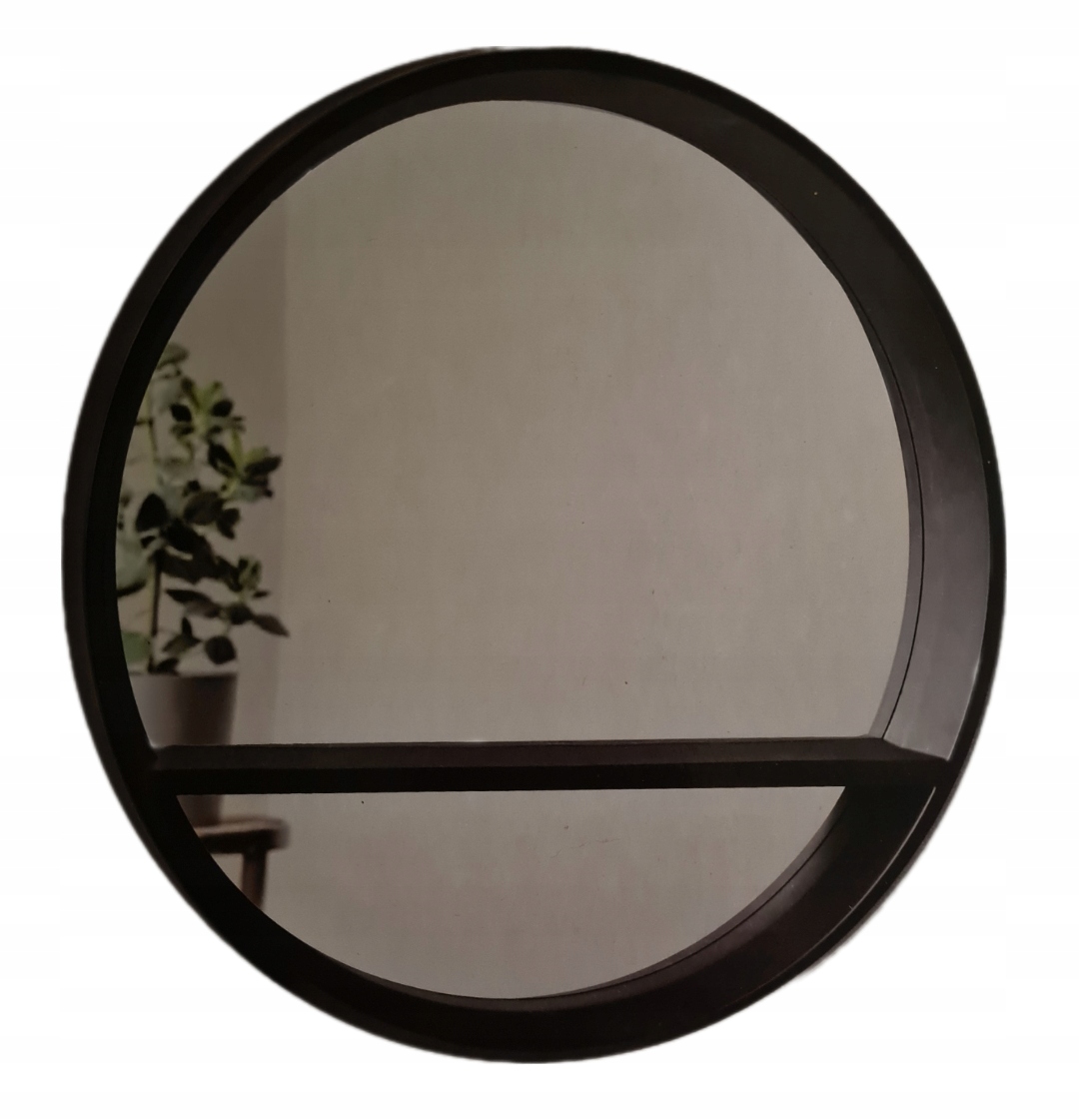 

Lustro Wiszące Z Półką Ścienne Czarne Okrągłe Loft