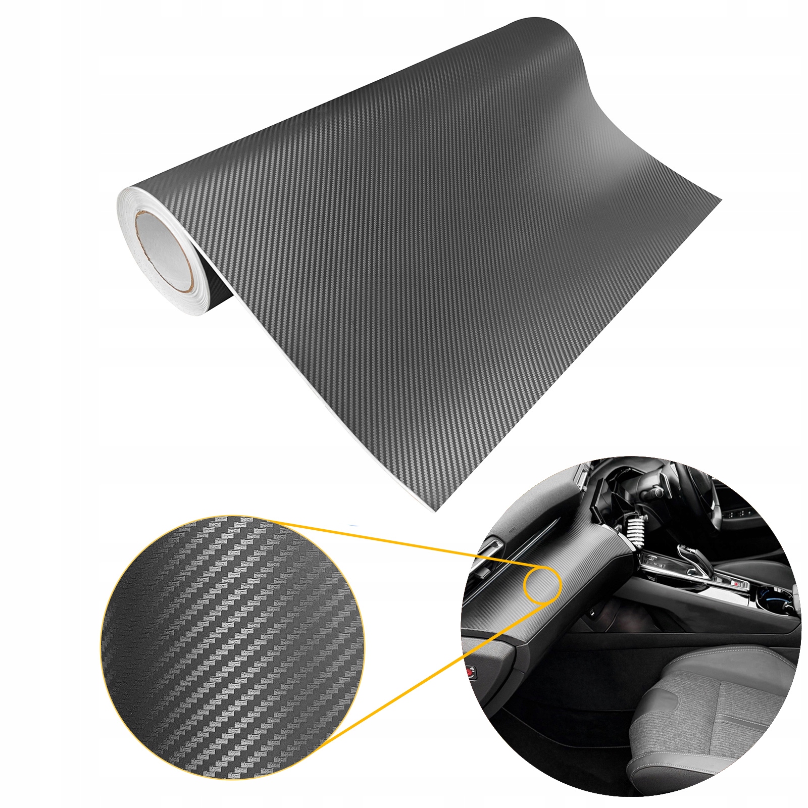 Automobilová karbonová dýha Pevná Fólie Carbon Grafitová 3D