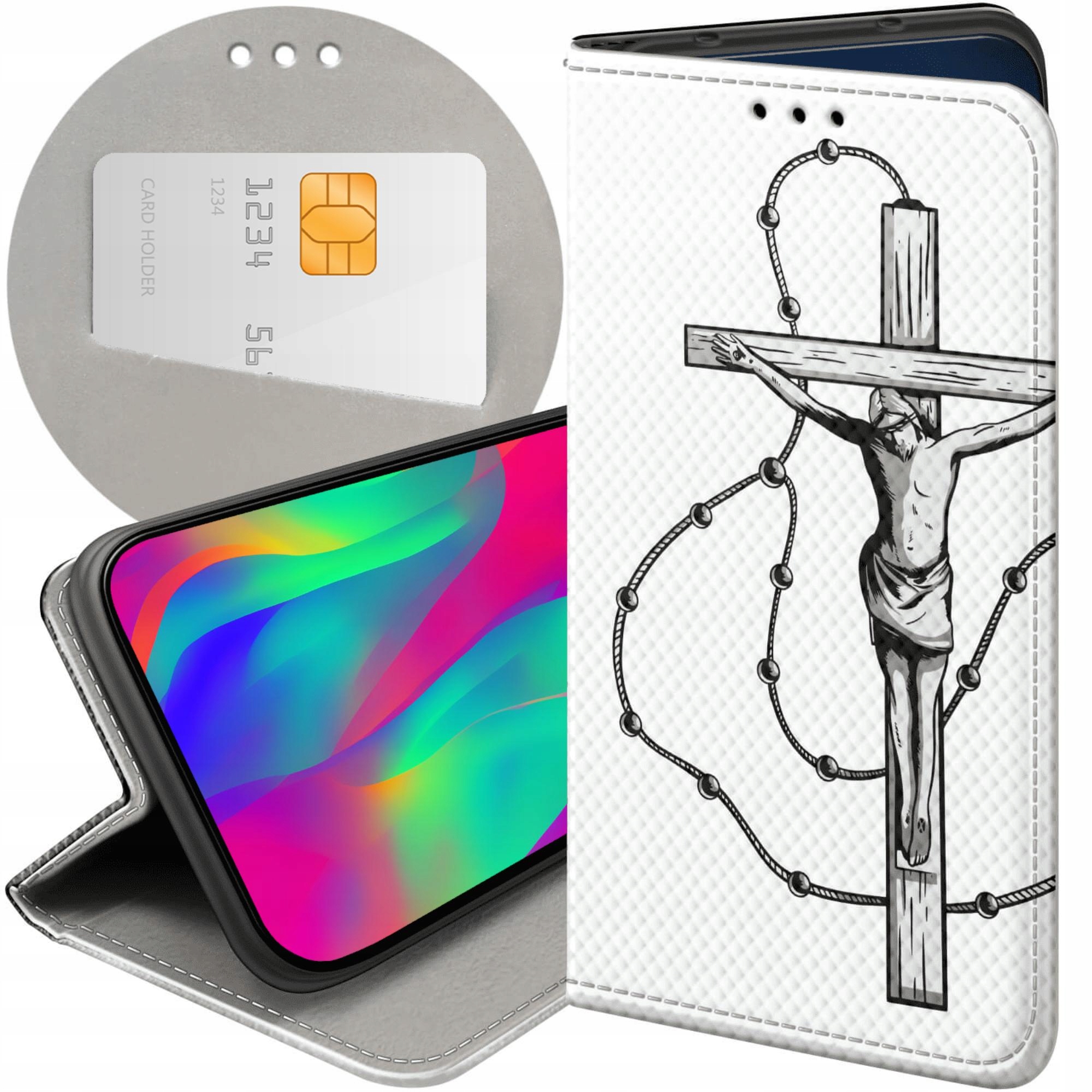 Etui Z Klapką Do Samsung Galaxy S24 Fe Jezus Krzyż Różaniec Bóg Case