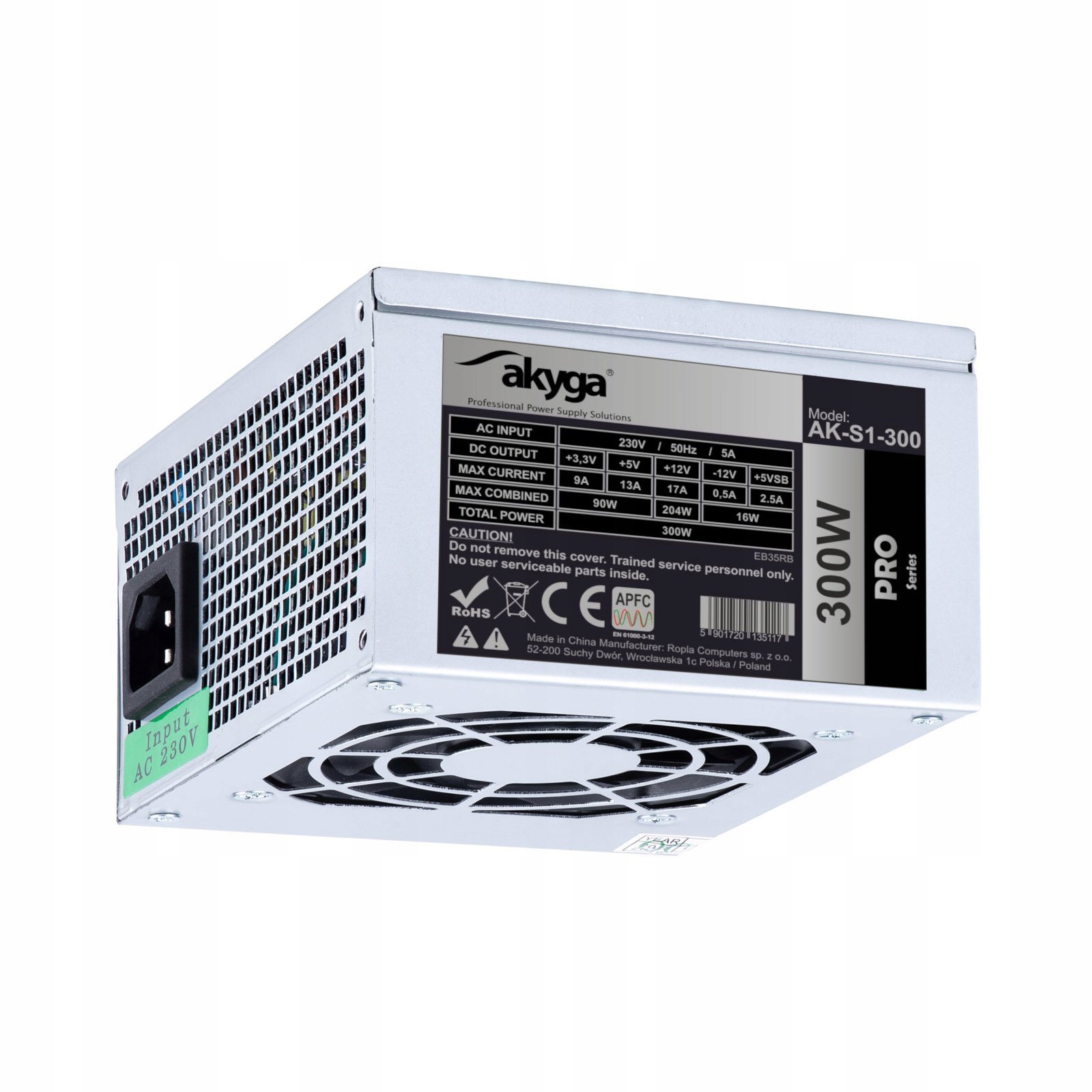 Akyga AK-S1-300 Napájecí zdroj Sfx 300W Ppfc P4 2x Sata 2x Molex Fan 12 cm