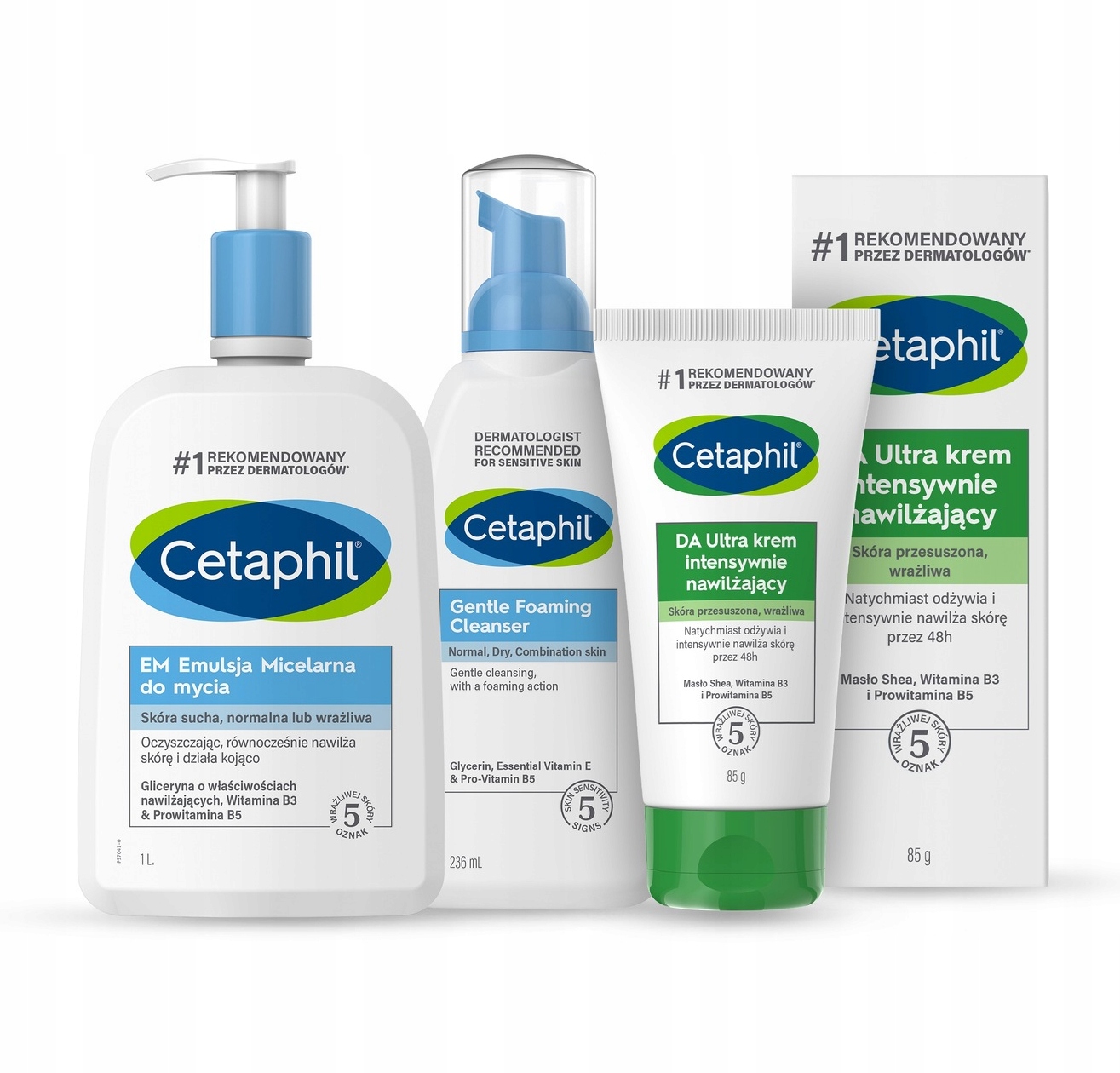 Zestaw Cetaphil Em 1L, Lekka pianka, Da Ultra krem