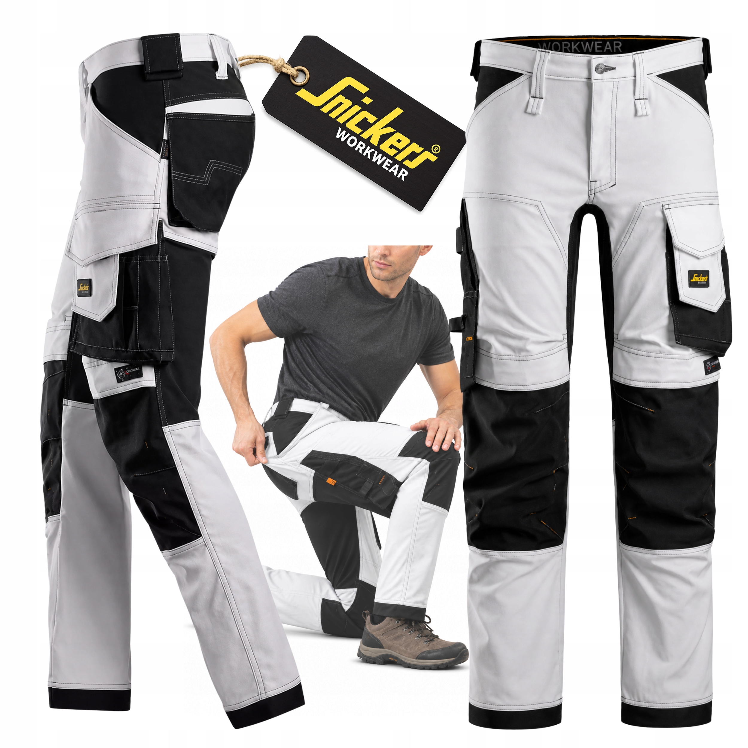 Pánské pracovní kalhoty Snickers Elastické bílé Silné Stretch Cordura Bozp