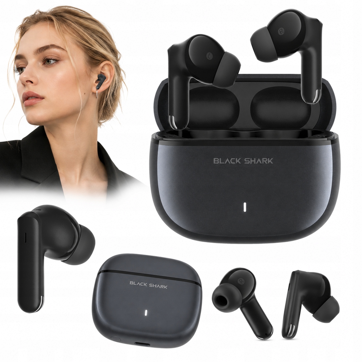 Słuchawki bezprzewodowe 5.4 bluetooth dokanałowe czarne Niskie opóźnienie