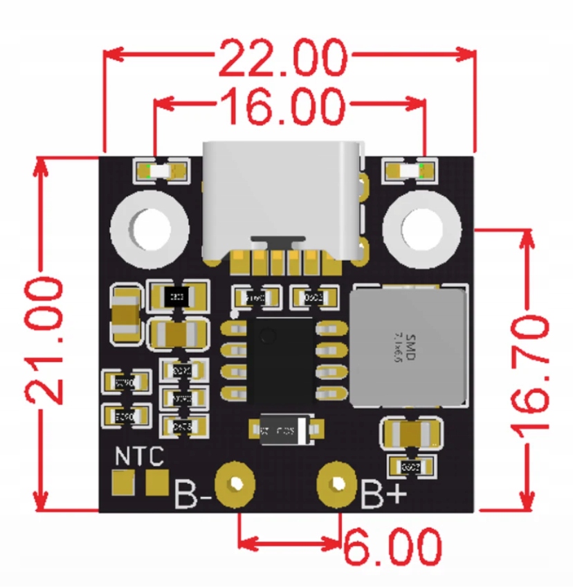 Ładowarka wysokoprądowa ogniw Li-ion 1S 4,2V 3,6A USB-C Moduł LX-LC535 0227 Rodzaj ładowarka
