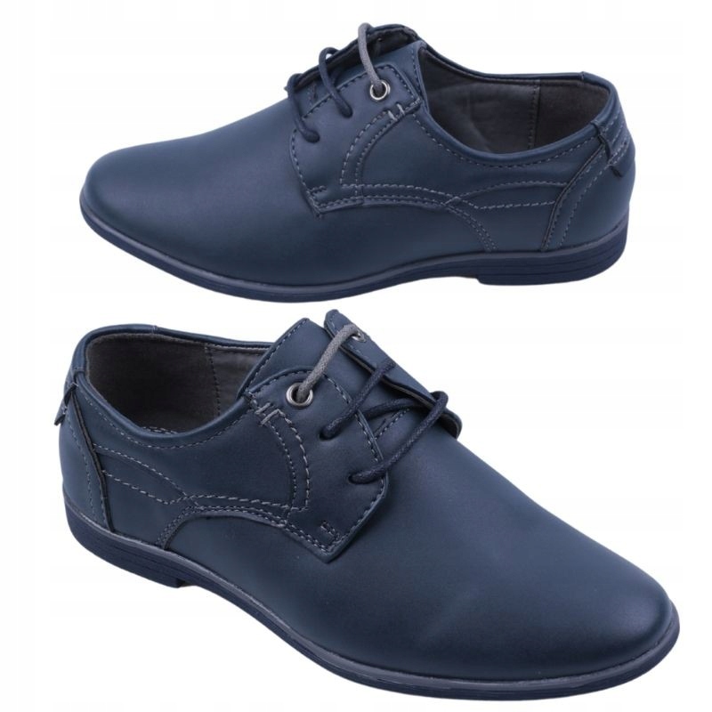 GRANATOWE PÓŁBUTY CHŁOPIĘCE WIZYTOWE ELEGANCKIE SZNUROWANE NA KOMUNIĘ