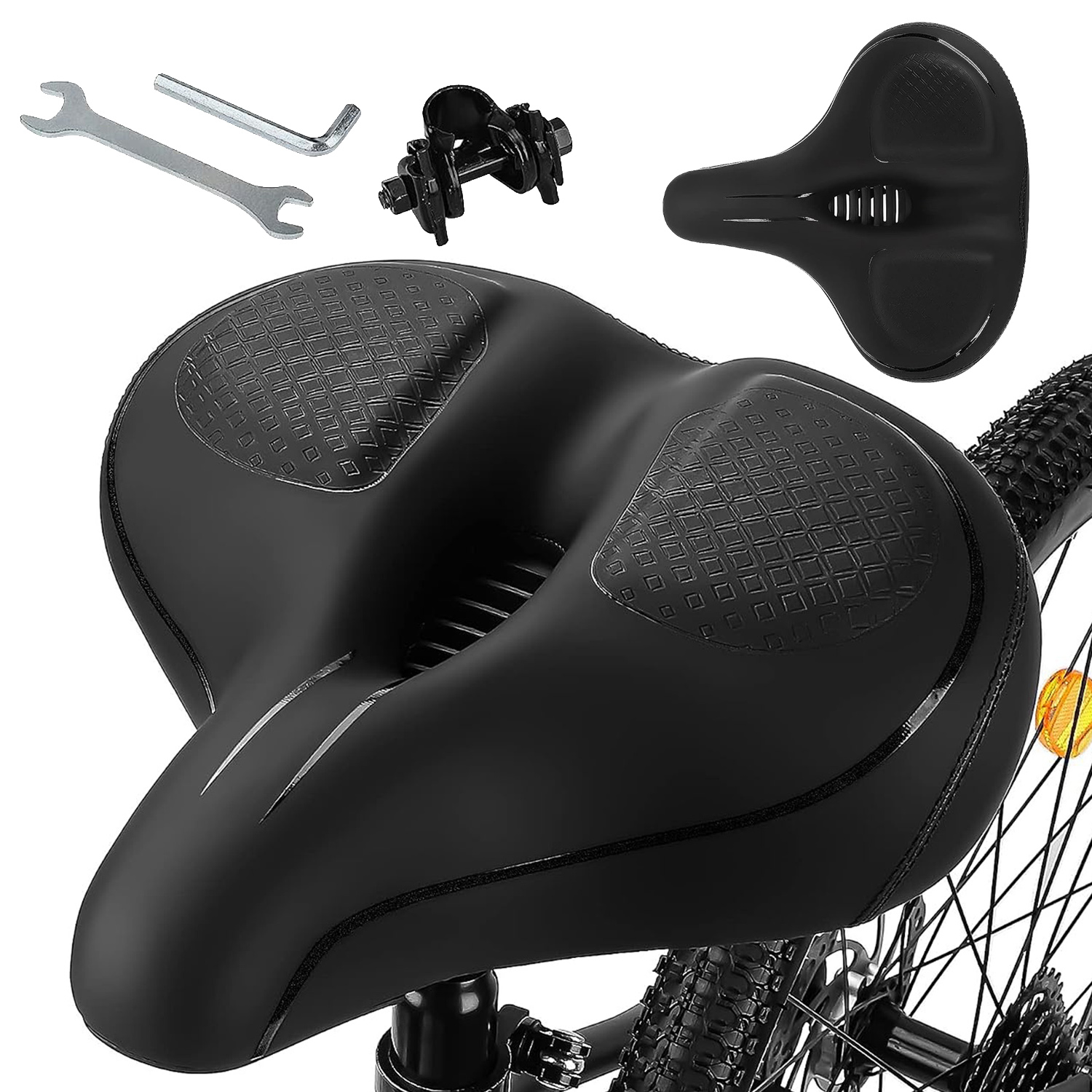 Cyklistické sedlo černé z umělé kůže s Pvc, protiskluzové