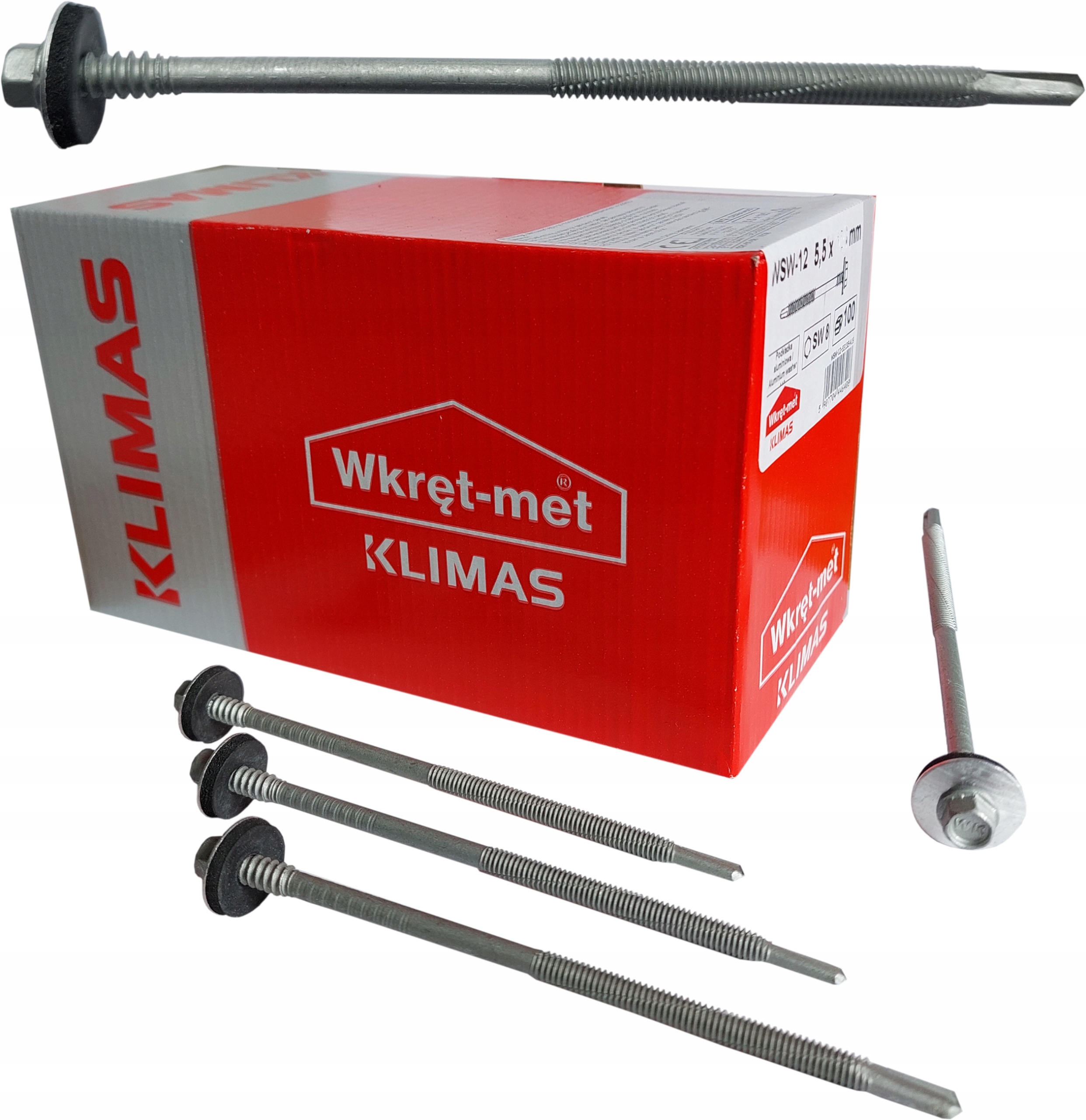 Samovŕtacie skrutky s hliníkovou podložkou Epdm 5.5 x 195 mm 100 ks Klimas