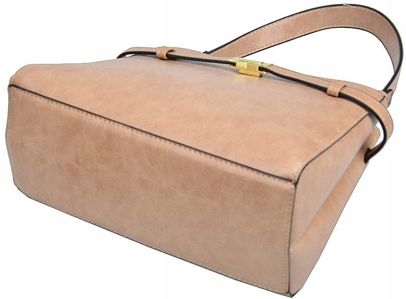 DELAURE TOREBKA damska KUFEREK do ręki na ramię pasek LISTONOSZKA Kolor beżowy