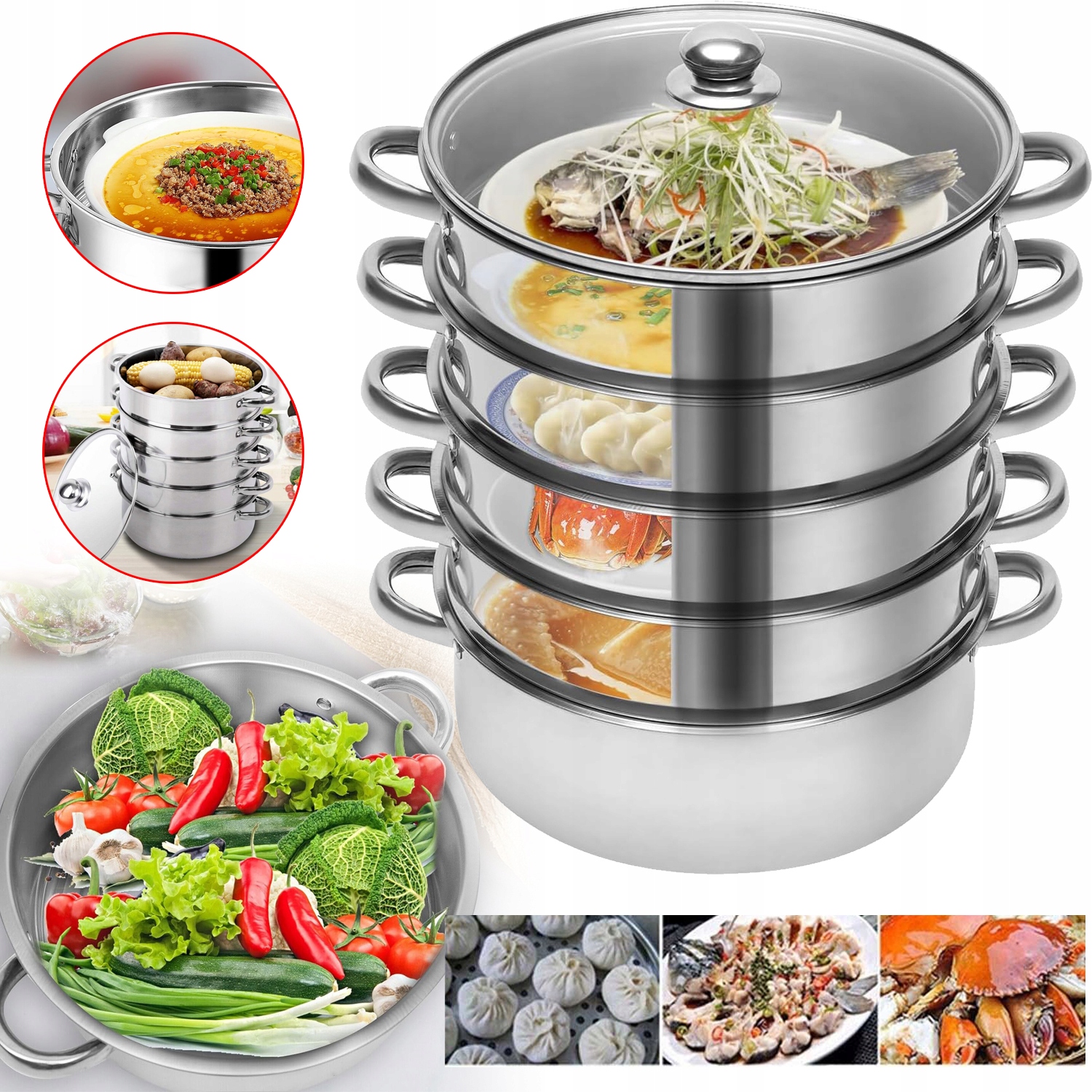 5-VRSTVÝ Hrnec Pro Vaření V Páře, Vaření Na Polévce, Těstovinách