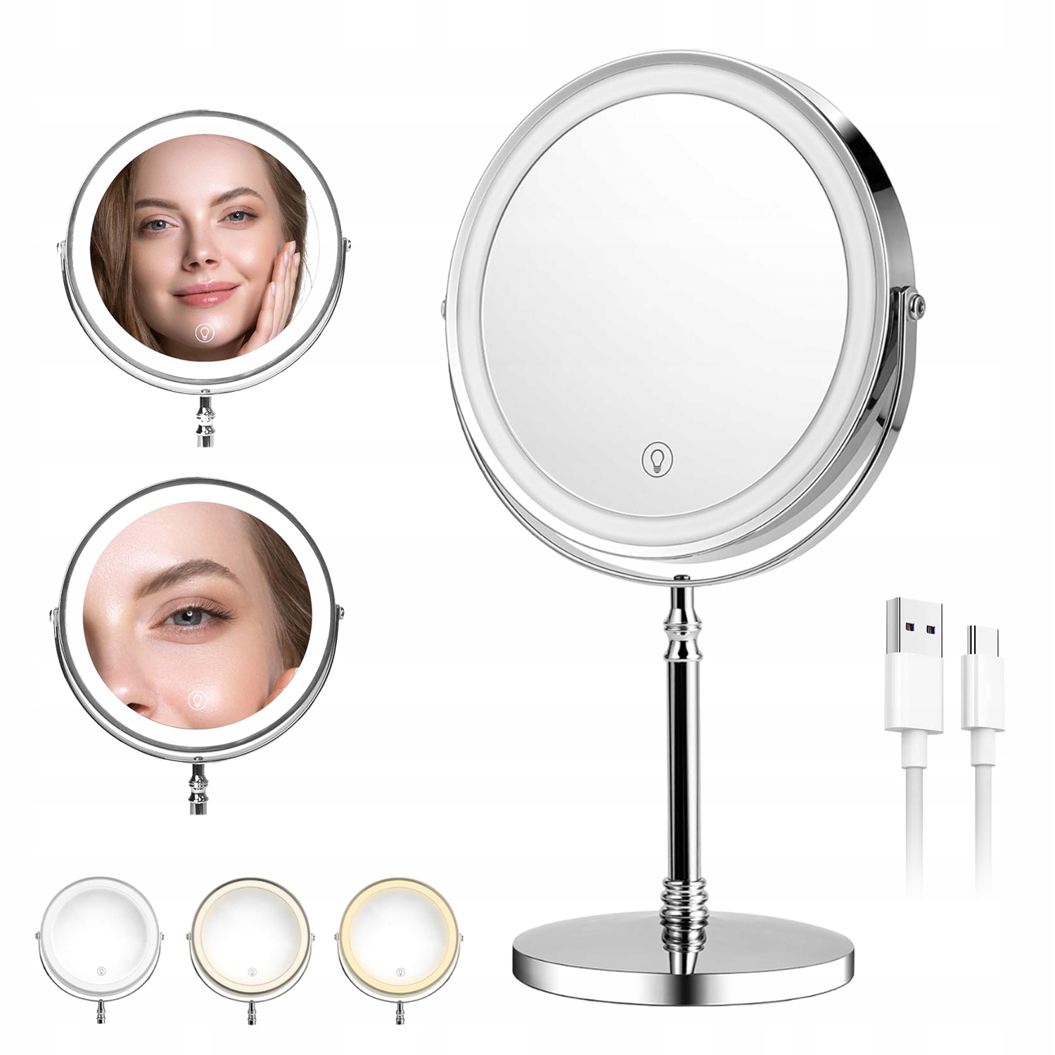 Kosmetické Led podsvícené zrcátko Zrcadlo pro líčení 10x Zvětšovací