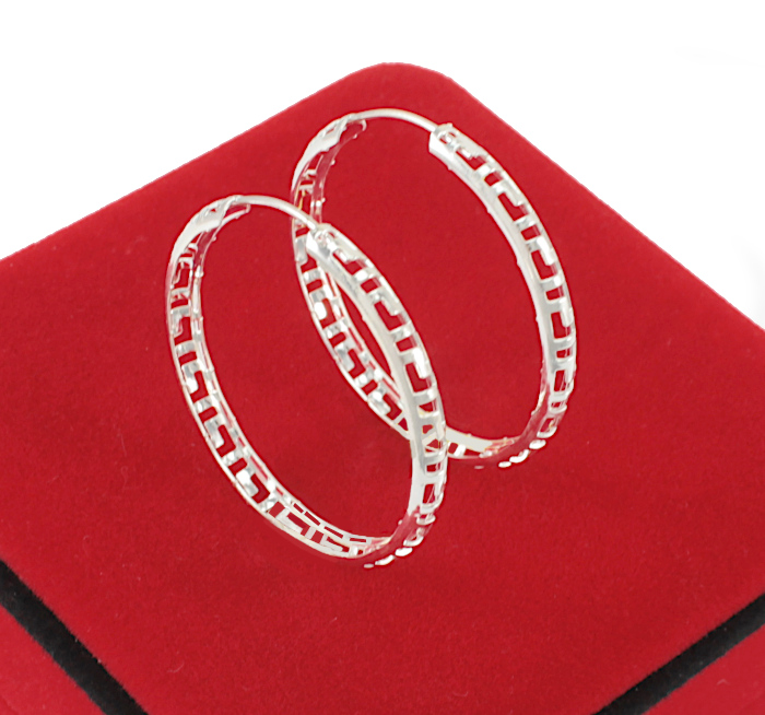 

Kolczyki Srebrne Koła Ażur 4 CM Grecki Wzór