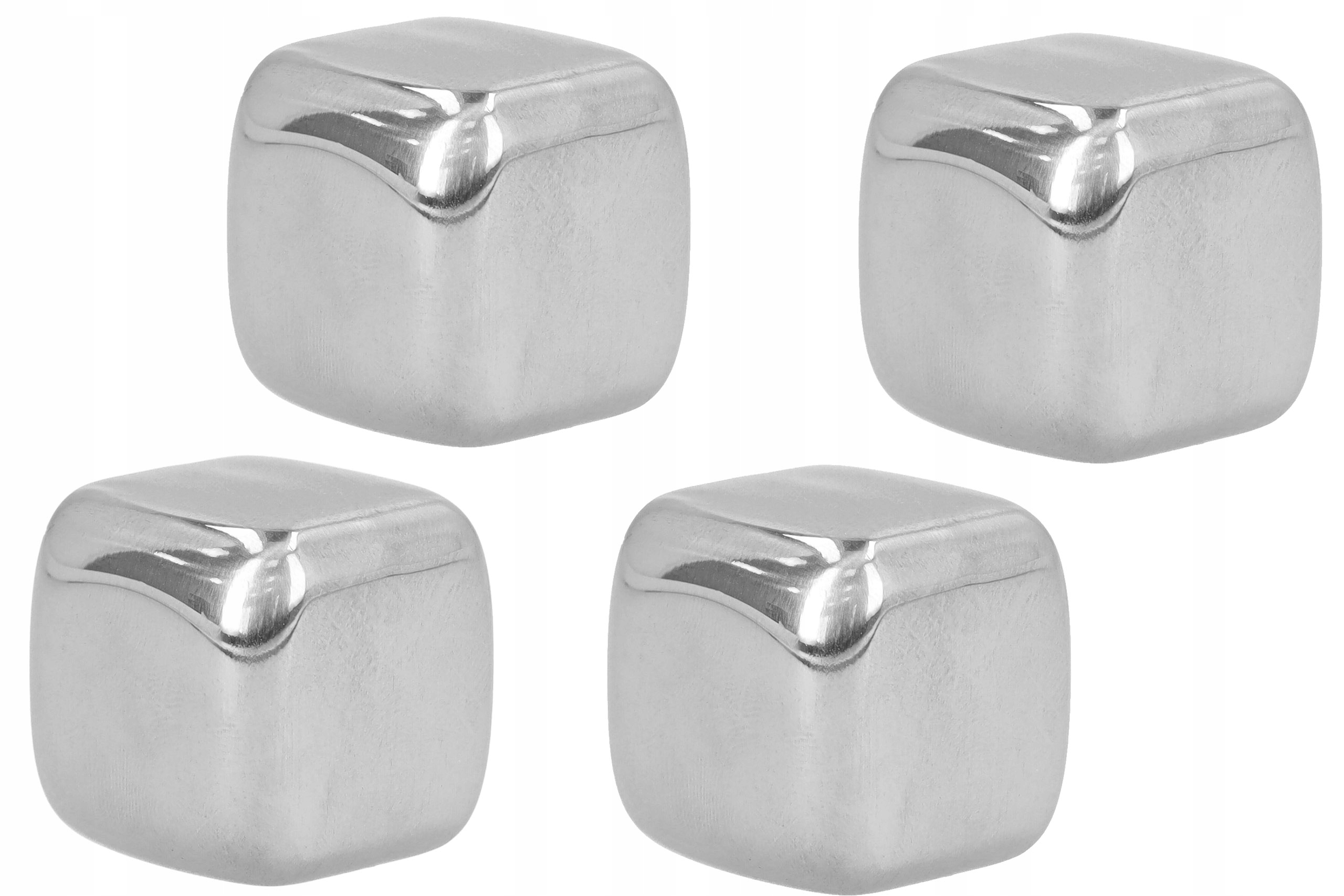 METALOWE KOSTKI LODU do whisky i drinków 4 szt zestaw chłodzących kamieni Seria Kamienie do whisky stalowe 4 szt Banti