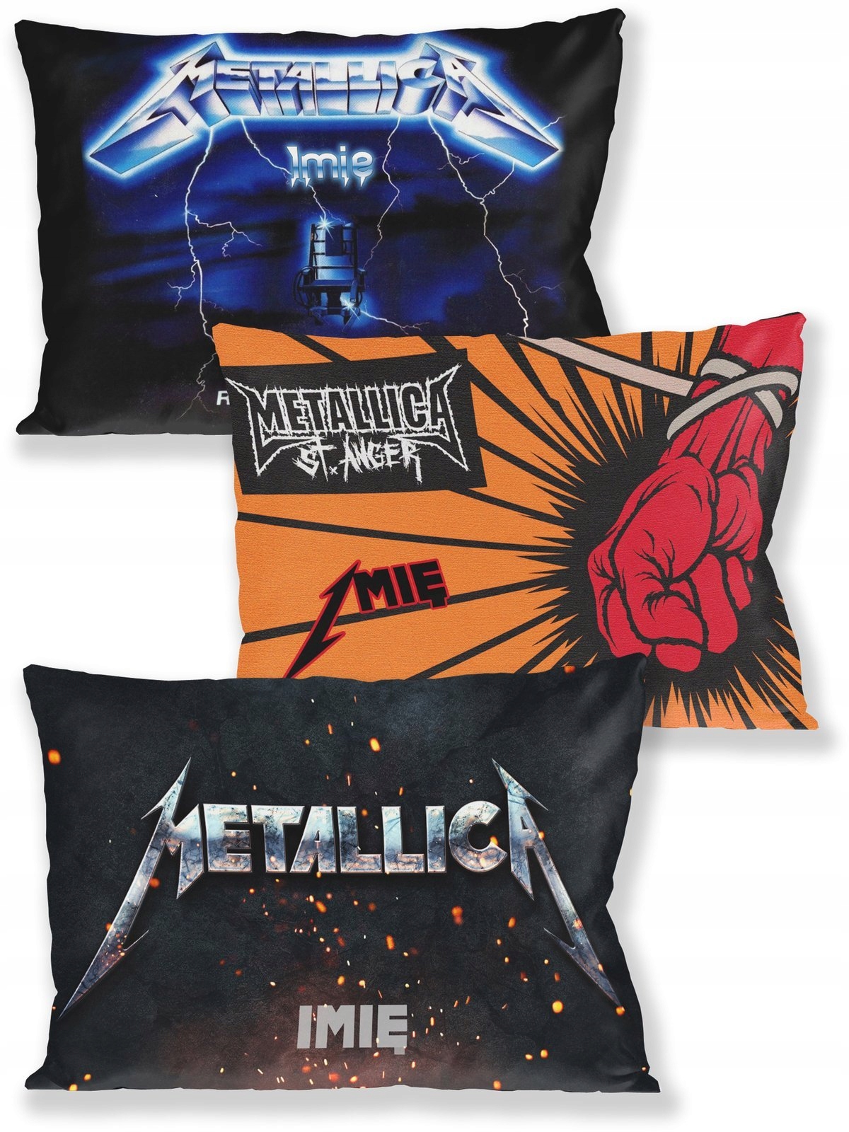 Poduszka METALLICA WZORY+Imię, PREZENT Szerokość produktu 40 cm