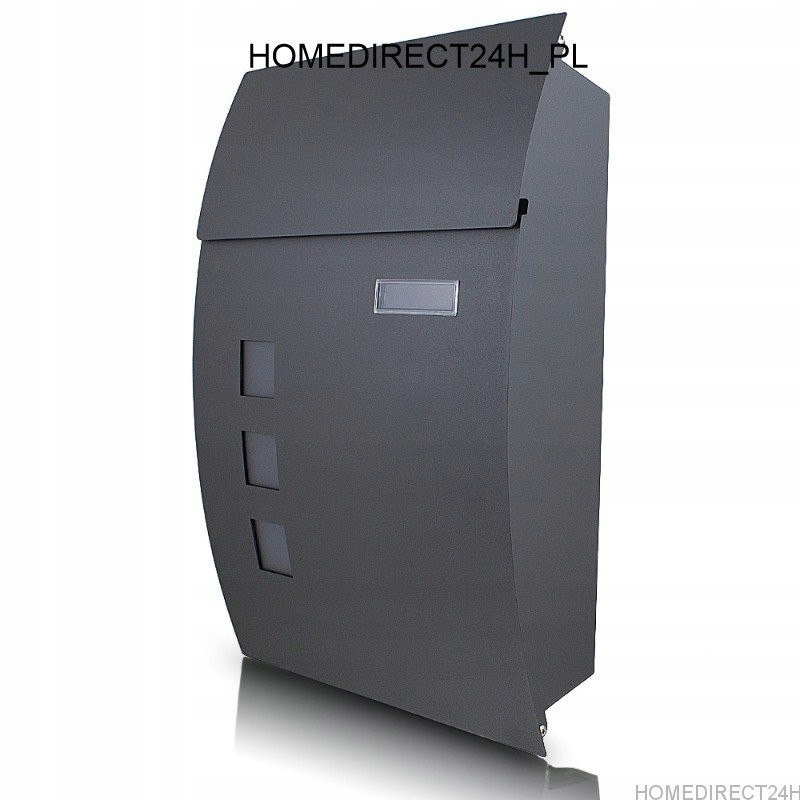 Ocelová půlkruhová schránka s poštovními okénky pro dopisy a noviny