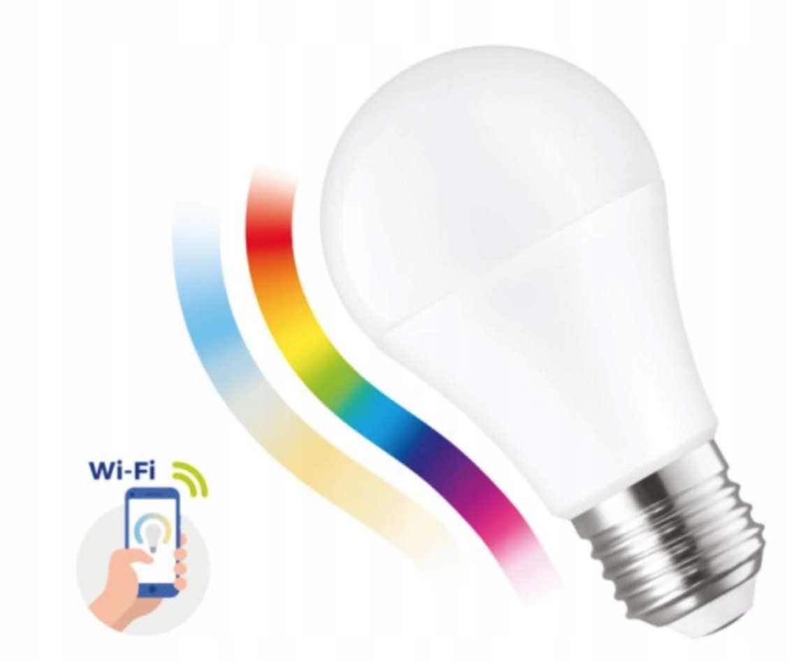 Żarówka Smart LED E27 A60 9W RGB ciepła zimna WiFi
