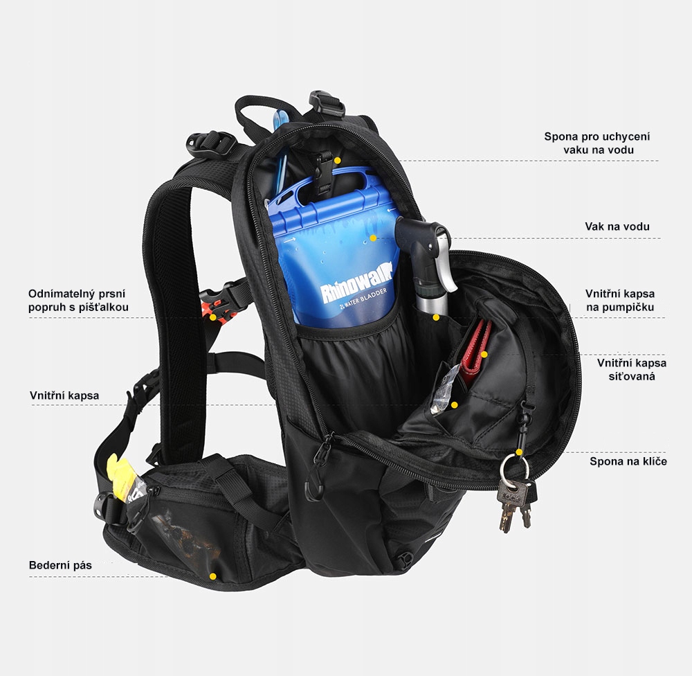 Plecak rowerowy Rhinowalk - RK 8202 czarny EAN (GTIN) 8594214671795