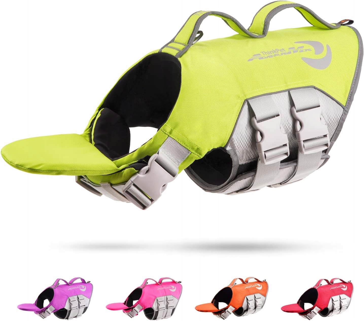 Levně XXL záchranná vesta pro psa ThinkPet zelená rukojeť s vysokým vztlakem