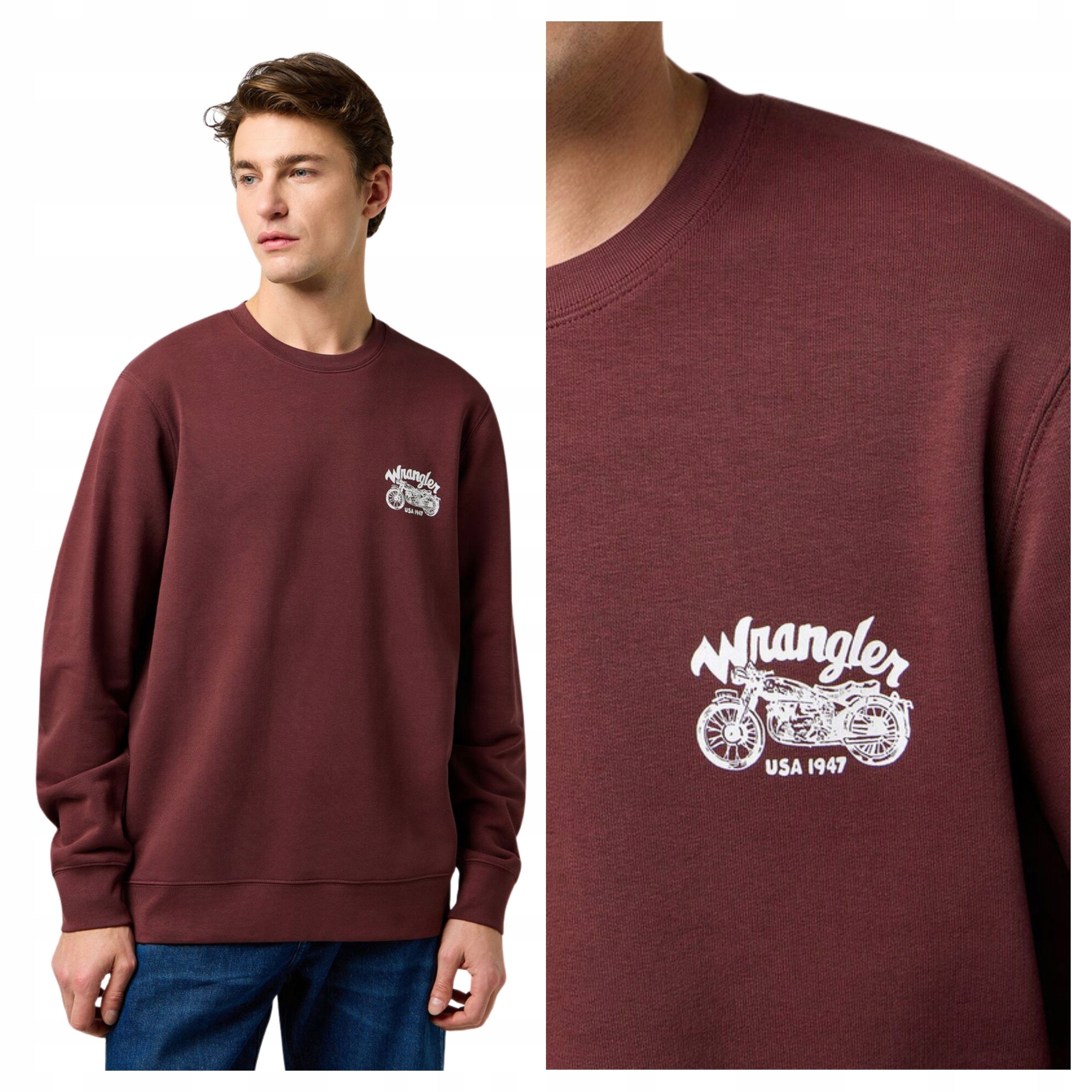 Pánská Mikina Wrangler Americana Crew Tmavě hnědá Na každý den L