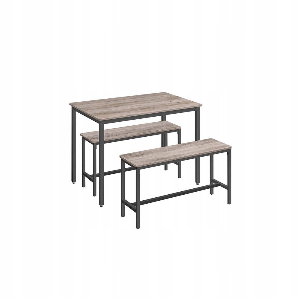 Jedálenský set Vasagle Stôl 2 lavice 110 cm Loft Greige Čierny Nový