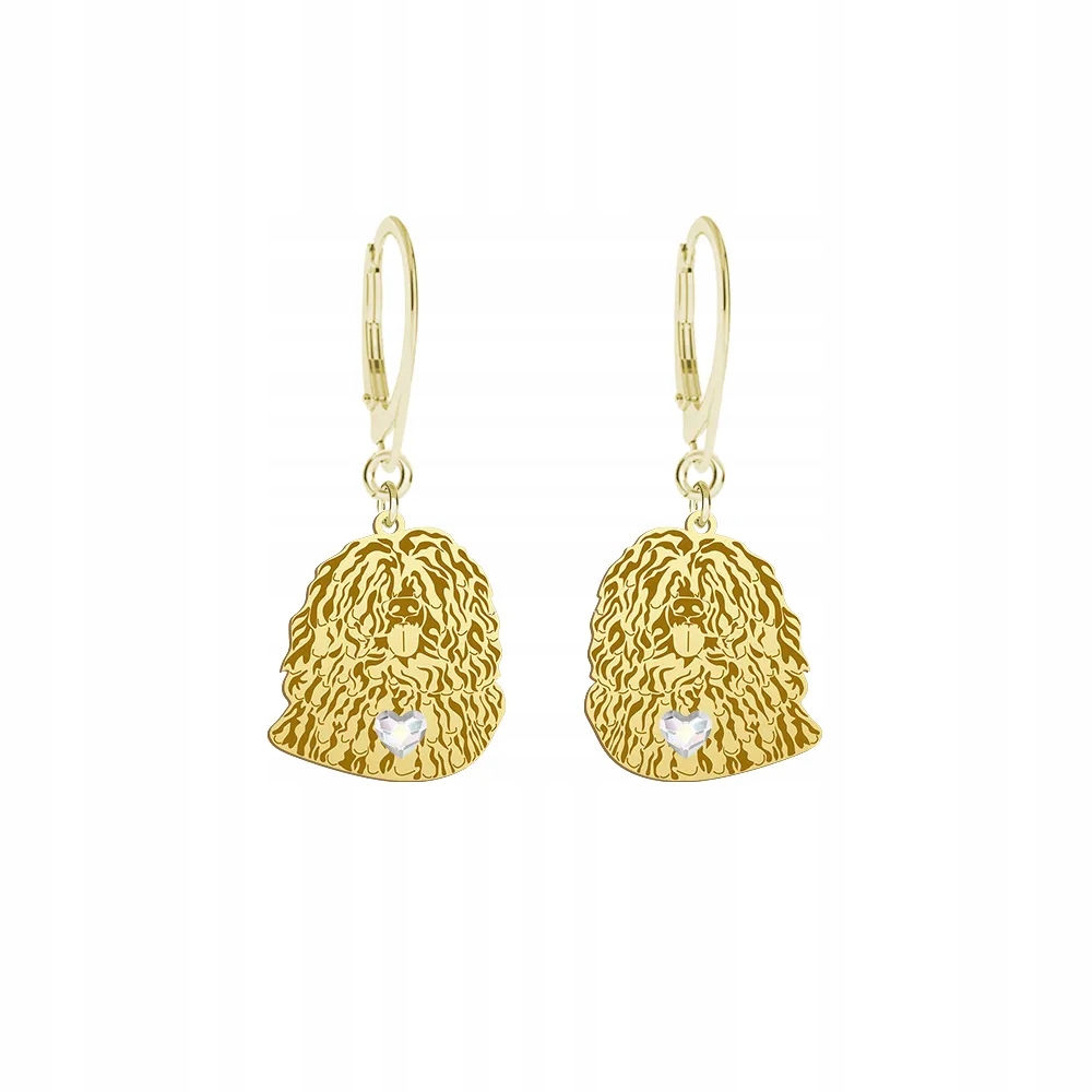 Náušnice Zlaté se psem Puli 925 Šperky Ženy Dárek Gravírování