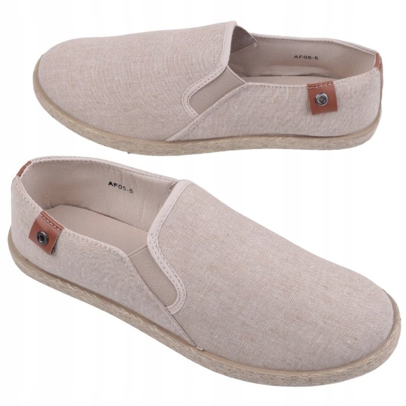 BEŻOWE ESPARDYLE MĘSKIE WSUWANE TRAMPKI PŁASKIE TENISÓWKI WKŁADKA EKOSKÓRA Marka inna