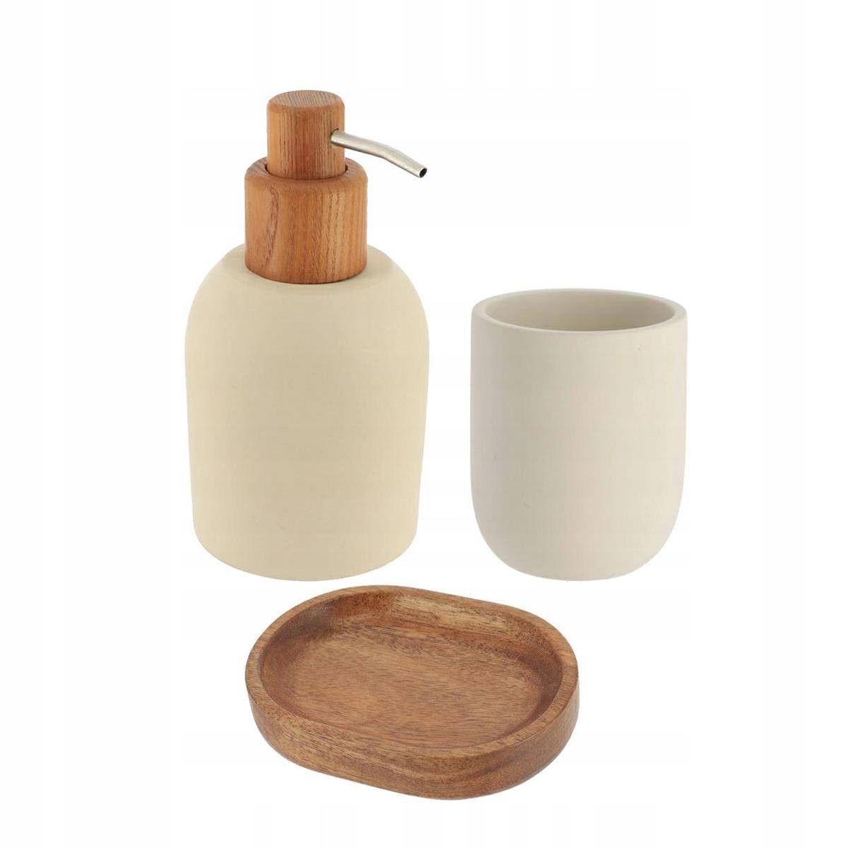 Nowoczesny DOZOWNIK DO MYDŁA cement + drewno 230ML Pojemność 230 ml