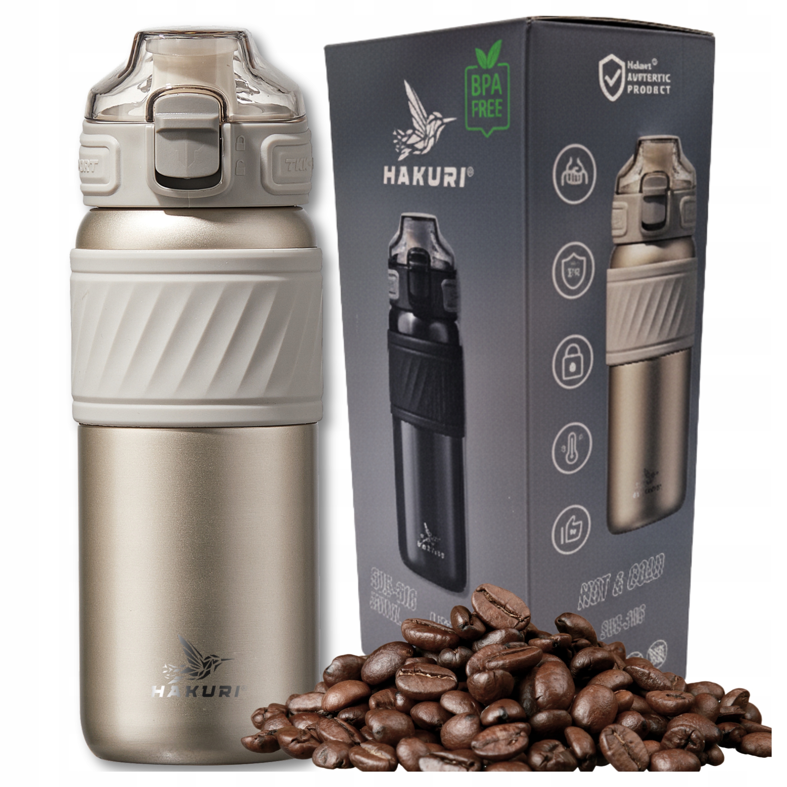 Kubek Termiczny na kawę herbatę Szczelny z ustnikiem 500ml Trzyma Ciepło