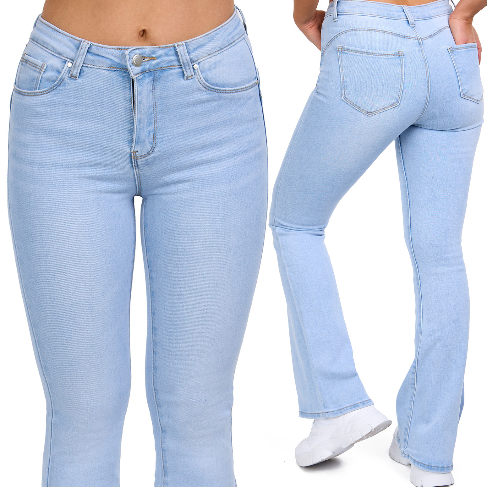 114_ Spodnie damskie dzwony Goodies jeans Blue szeroka nogawka _L/40