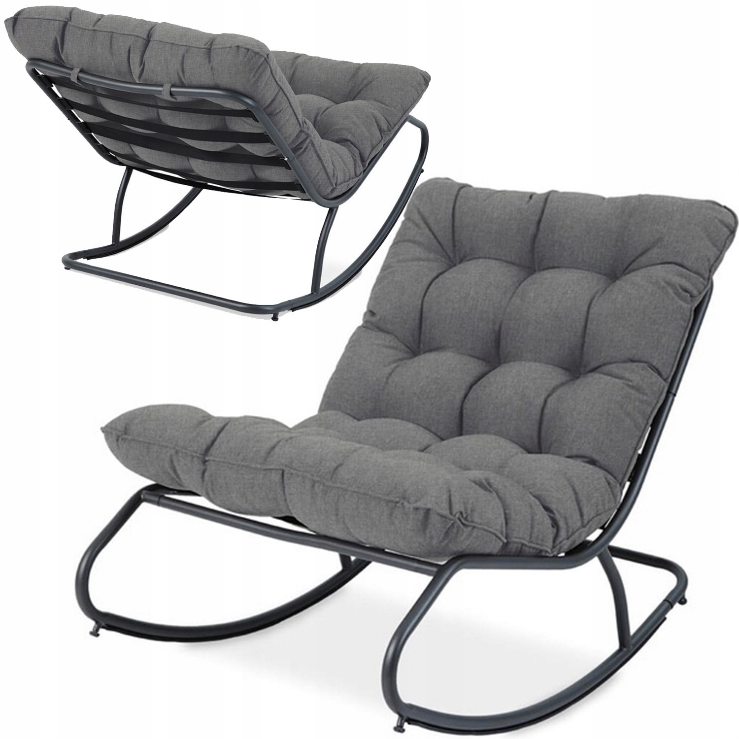 Zahradní Houpací Křeslo Agava s Polštářem na Terasa Balkon do 120 kg šedé