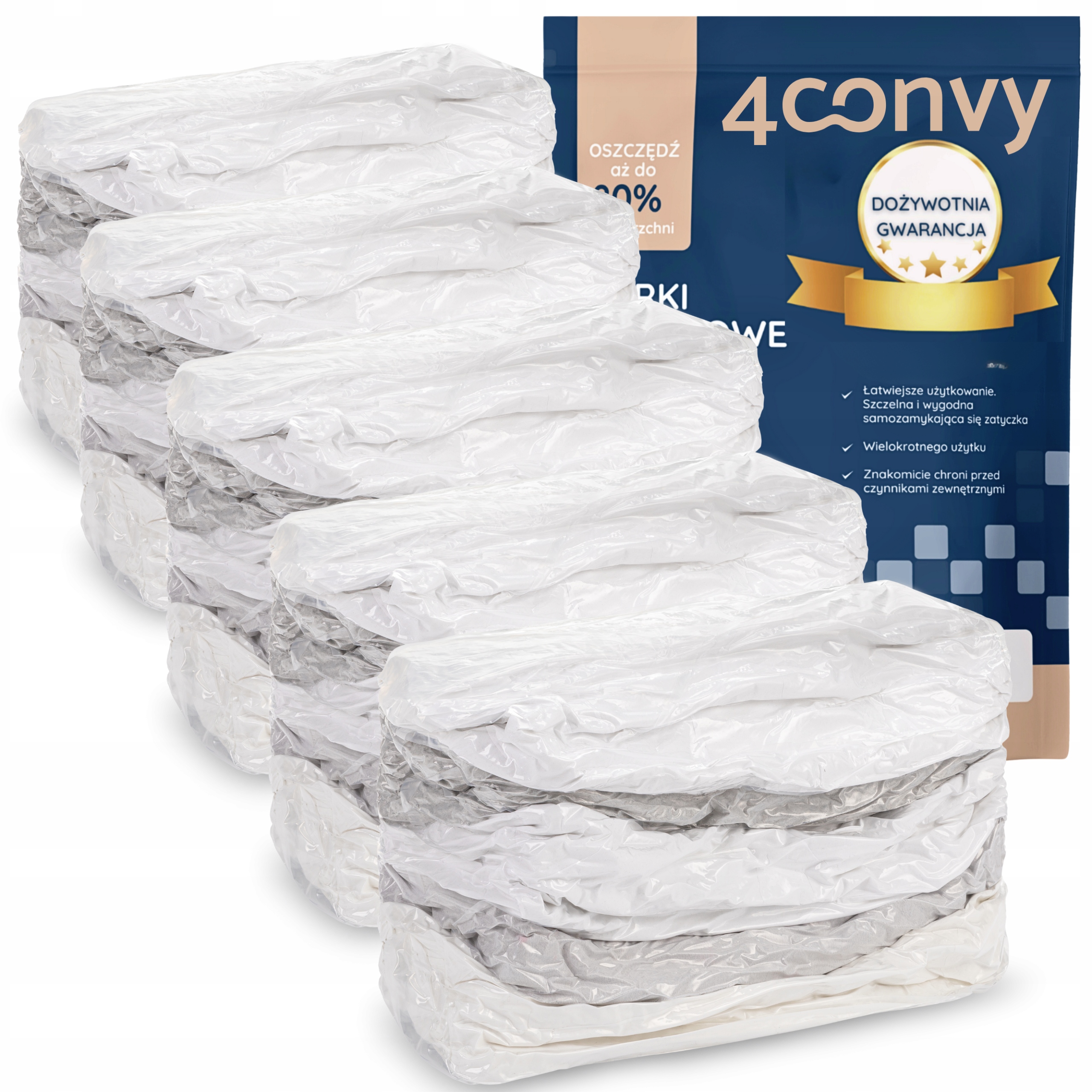 Levně 4CONVY 5x Vákuový pytel na povlečení na přikrývku oblečení 80x100x30 kostka velká